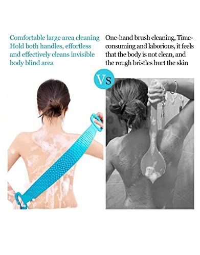 Exfoliating Silicone Body Scrubber Belt - Dual-Sided Shower Scrubber for Deep Cleansing & Dead Skin Removal - Bath Towel Alternative - Random Color (1-Piece) - Perfect for Spa, Home & Gym Use