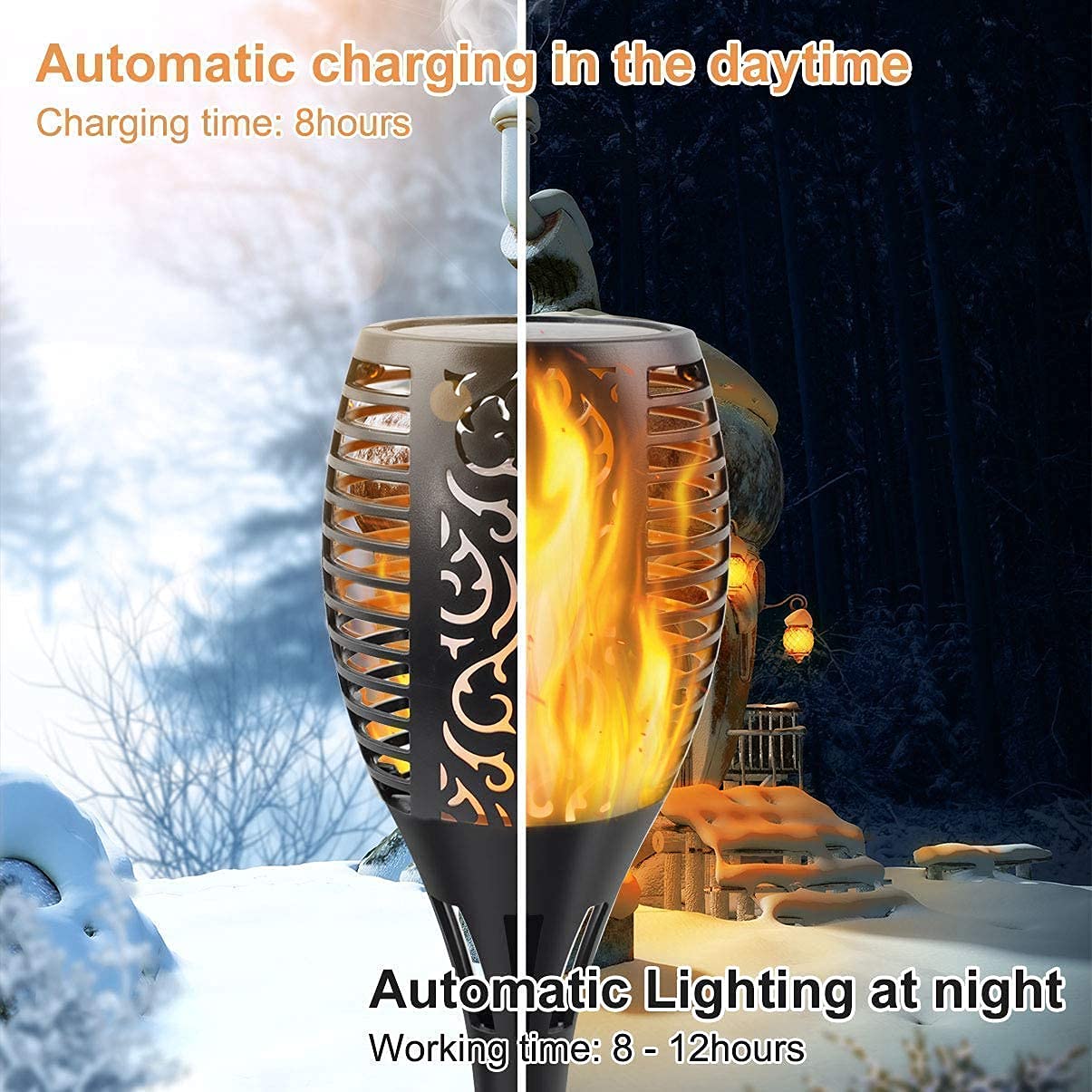 14 Pack Solar Torch Lights Outdoor - 33LED Waterproof Flickering Flame Solar Lights for Garden, Pathway, Yard - Auto On/Off Dusk to Dawn - Perfect for Patio, Deck, Poolside & Landscape Decoration
