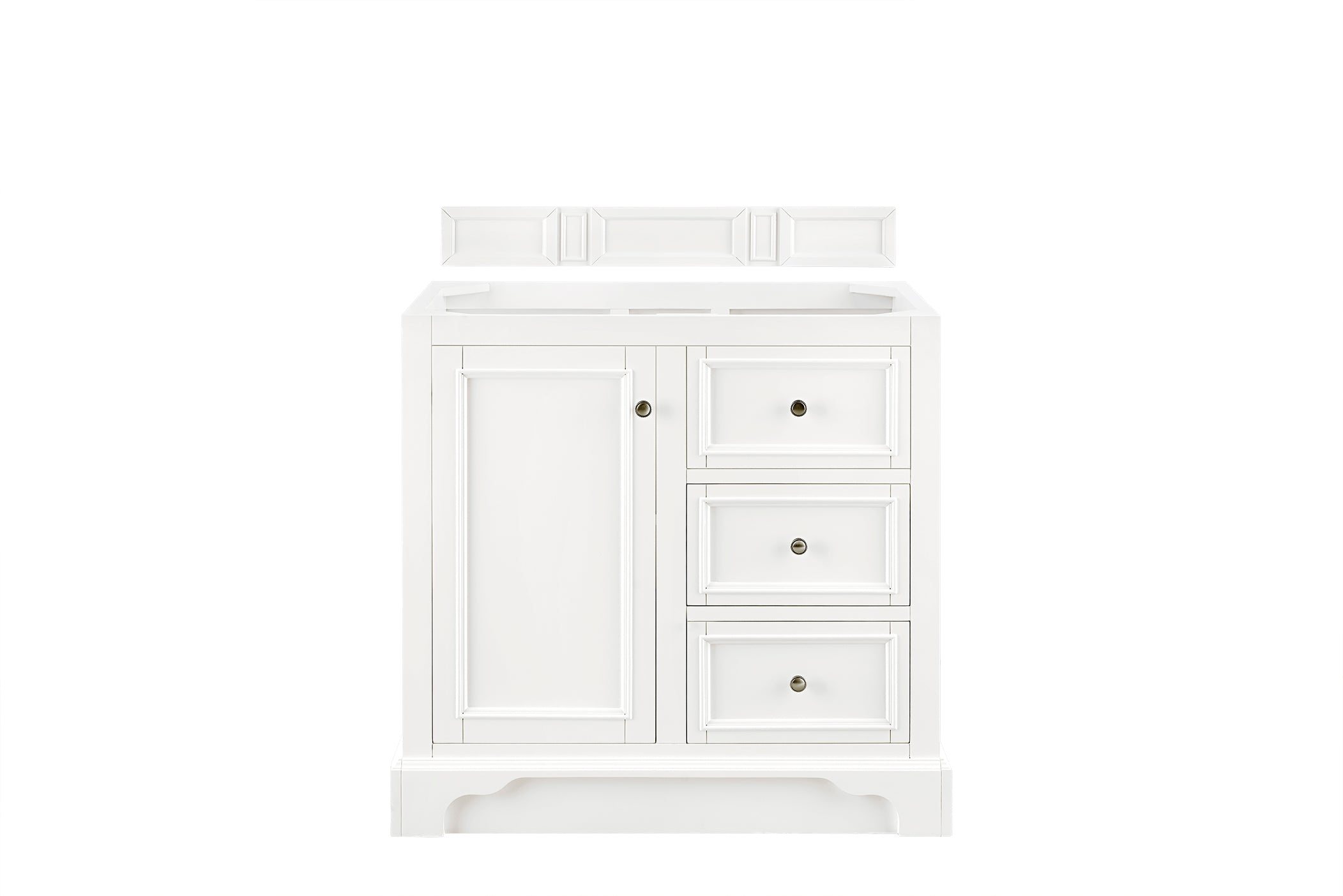 De Soto 36 Inch Single Bathroom Vanity in Bright White - Modern Space-Saving Vanity with Sink for Small Bathrooms & Powder Rooms