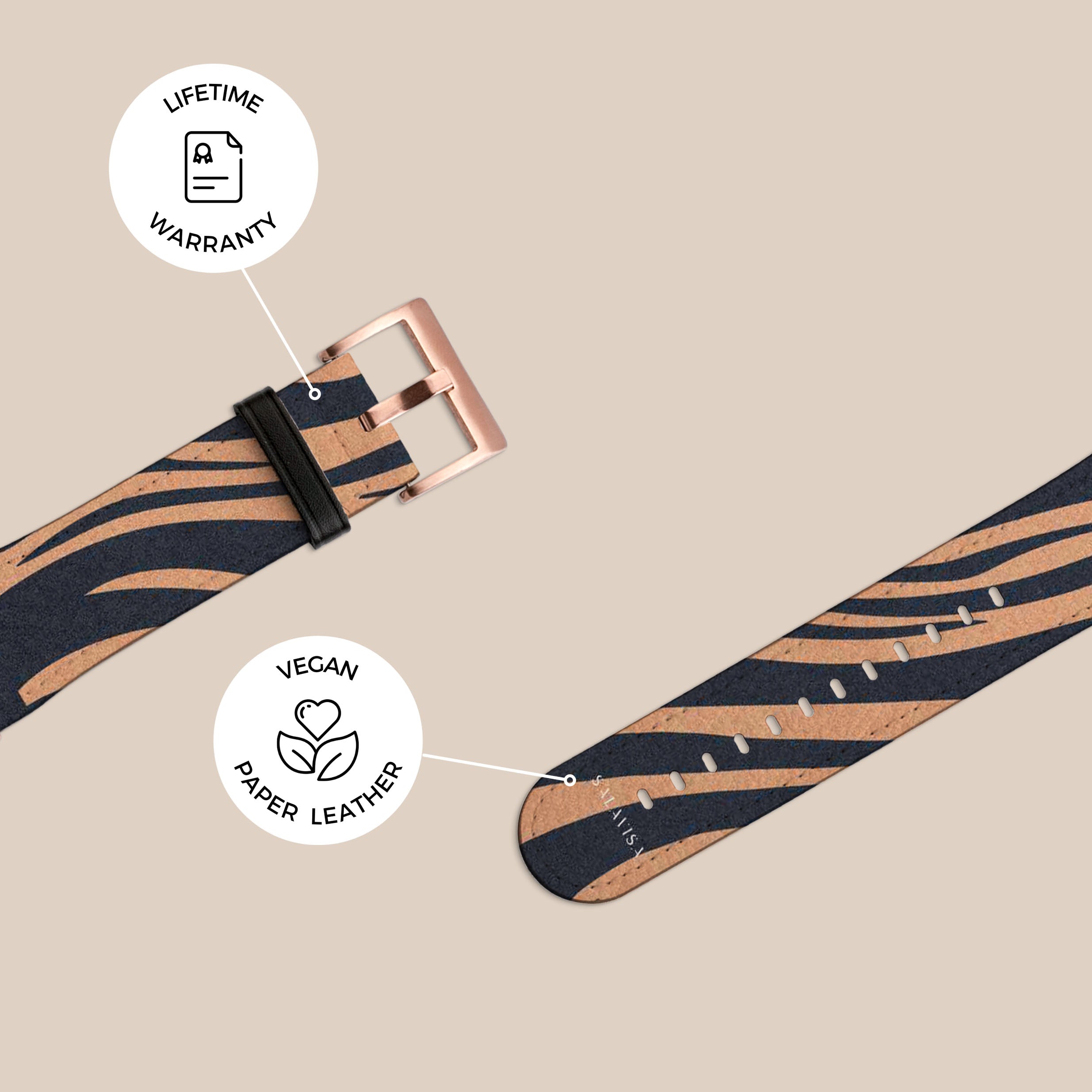 Premium Copper Zebra Galaxy Watch Band - Stylish & Durable Replacement Strap for Samsung Galaxy Watch - Perfect for Workouts, Office & Everyday Wear