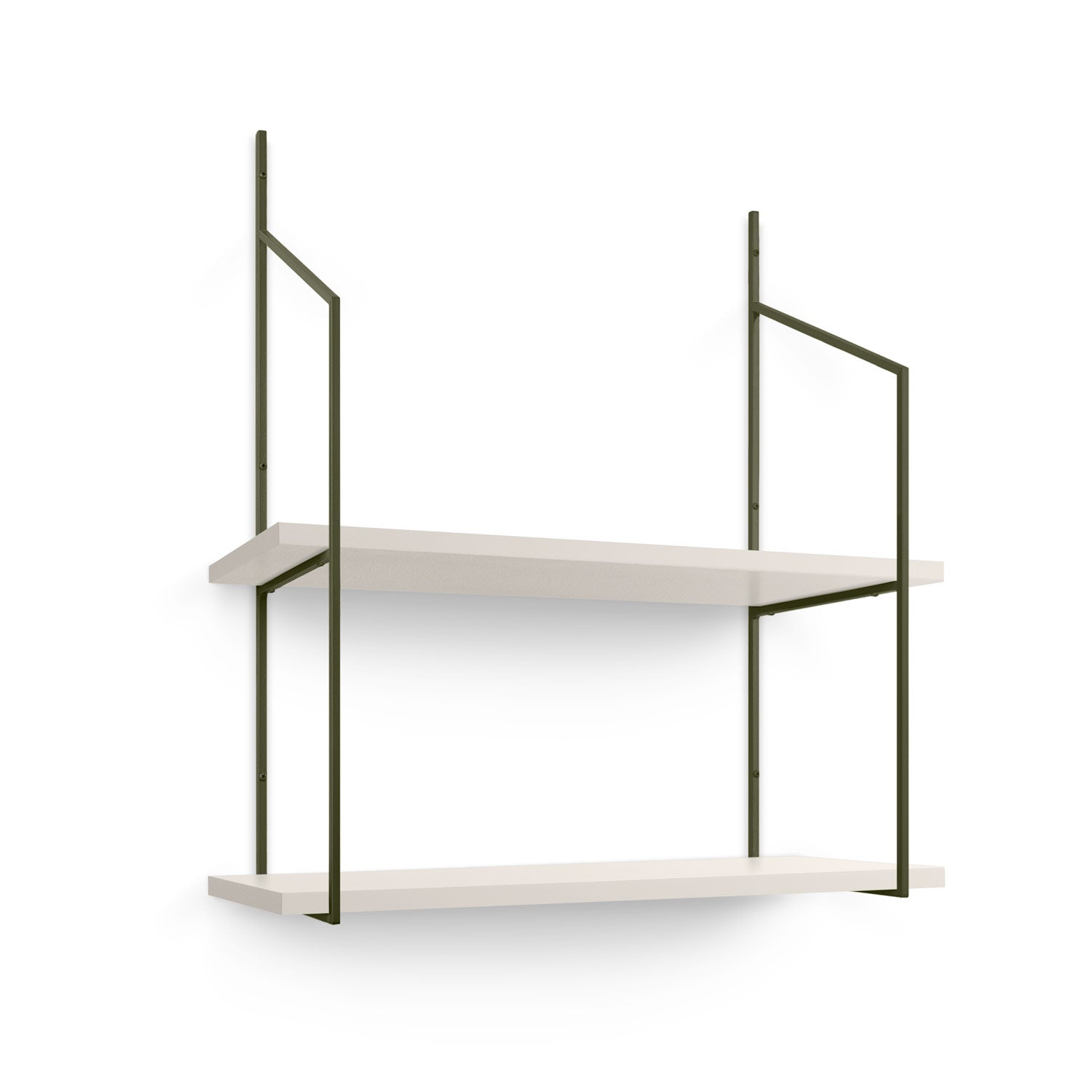 Verne Concretey 2 Tiered Shelf - Modern Rustic Wood and Concrete Wall Shelves for Home Decor, Kitchen, Bathroom & Office Storage | Floating Shelves for Displaying Plants, Books & Decorative Items