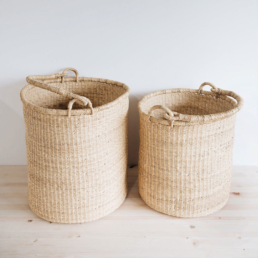 Natural Bolga Hamper Basket Set - Handwoven African Storage Baskets for Laundry, Blankets & Home Decor | Eco-Friendly & Stylish Organization Solution