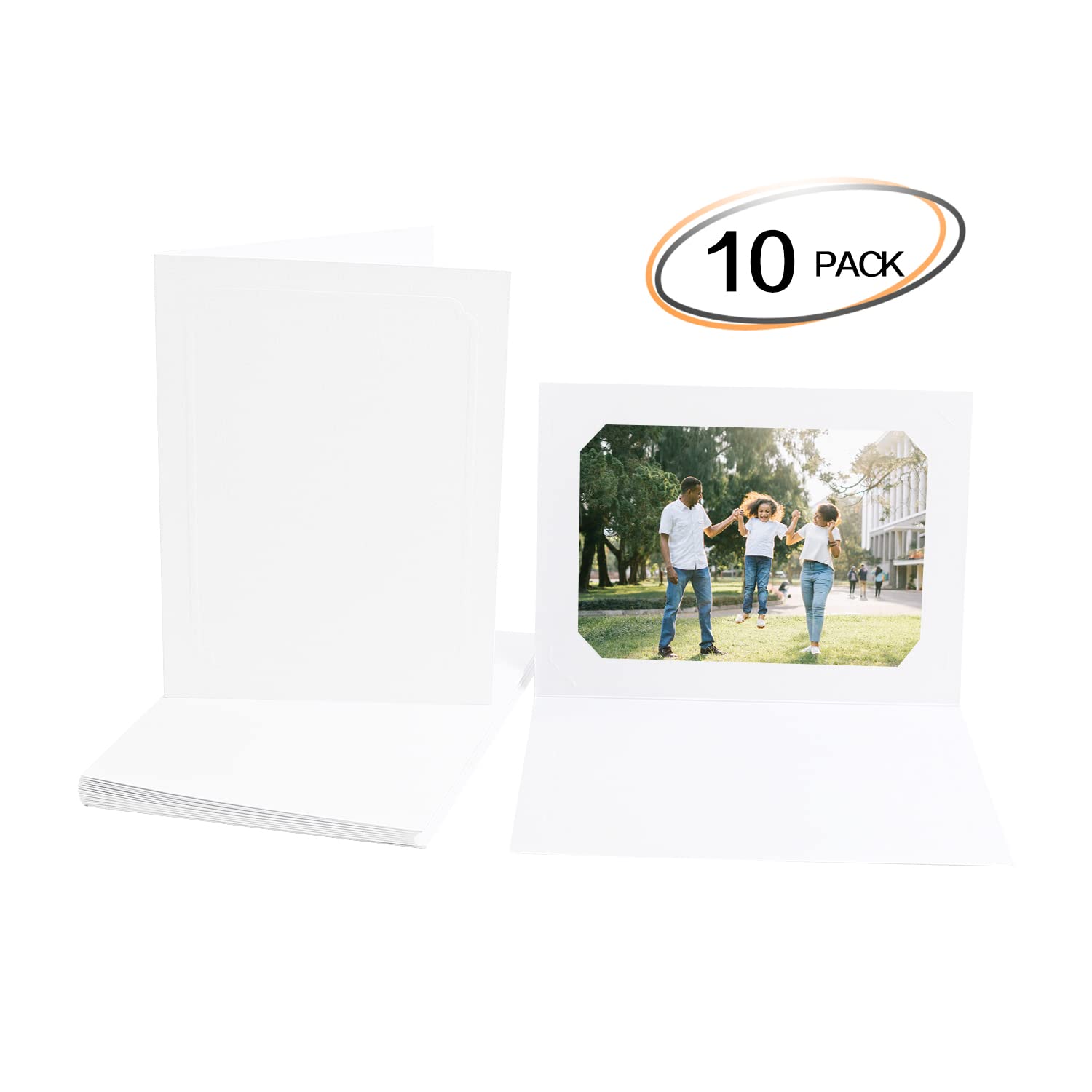 Golden State Art 10-Pack 4x6 or 5x7 Photo Folders - White Cardboard Picture Frame & Paper Frame Cards for Greetings & Invitations - Perfect for Graduation, Christmas, Wedding & Special Events