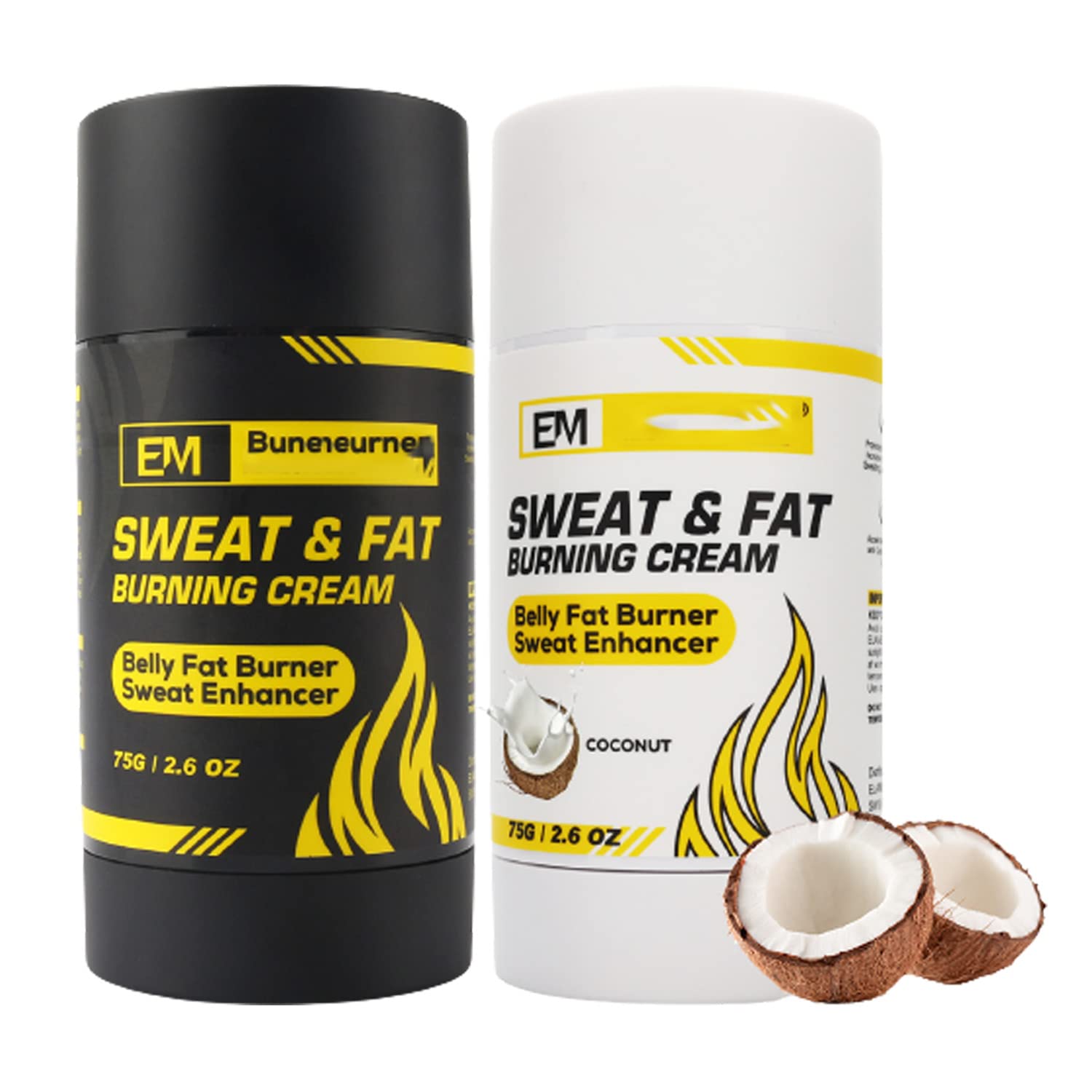 Best Abdominal Muscle & Anti-Cellulite Cream - Natural Fat Burning & Body Slimming Cream for Women & Men (White+Black) - Perfect for Post-Workout Recovery & Weight Loss