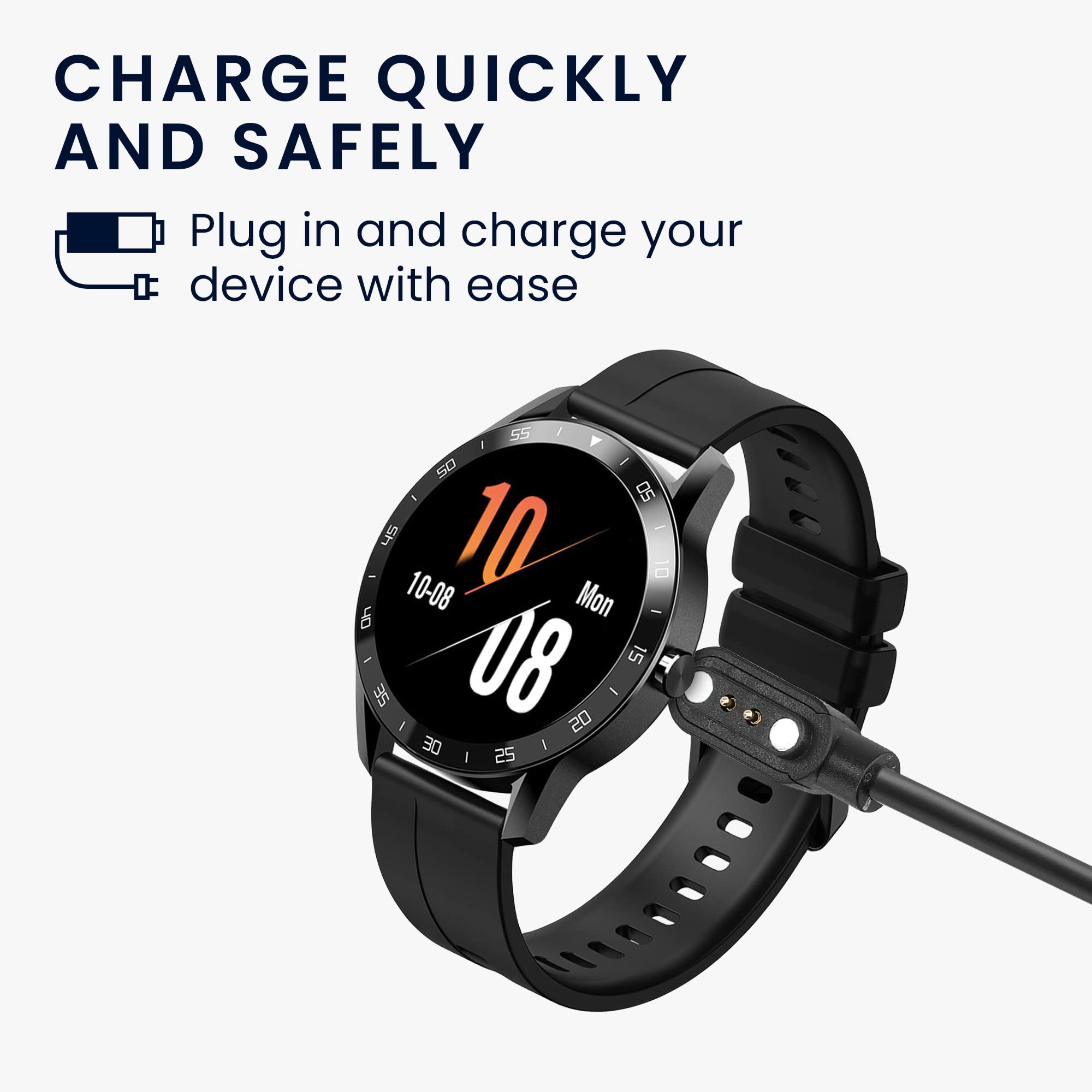 kwmobile USB Charger Cable for Blackview X1/X2 Smartwatch - Fast Charging Cord Compatible with Blackview Smart Watches (Model B00101) - Perfect for Home, Office & Travel Use - Black