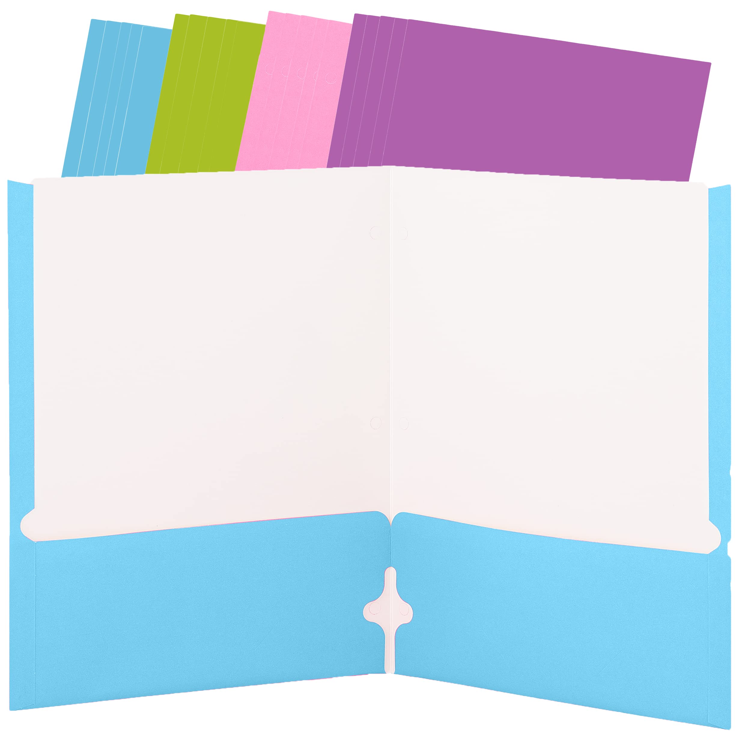 2-Pocket Folders Bulk 24 Pack - Letter Size Poly Portfolio File Folders for School & Office Supplies in Blue, Purple, Green, Pink - Perfect for Organizing Documents, Homework, and Office Papers by Enday
