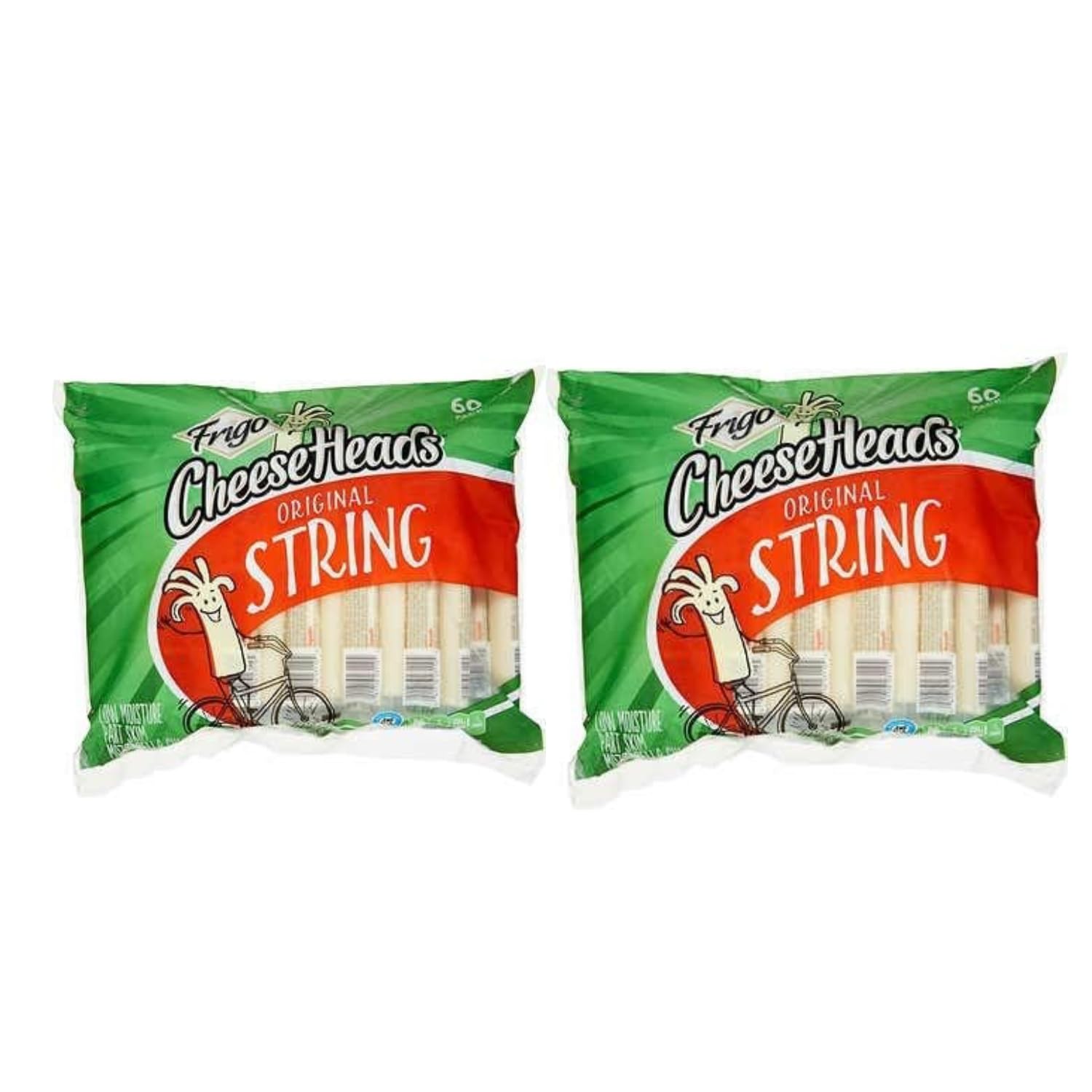 Cheese Heads String Cheese Snacks - 1 oz. Packs (60 Count, Pack of 2) | High Protein, Low Carb | Perfect for Lunch Boxes, Parties & Keto Diet