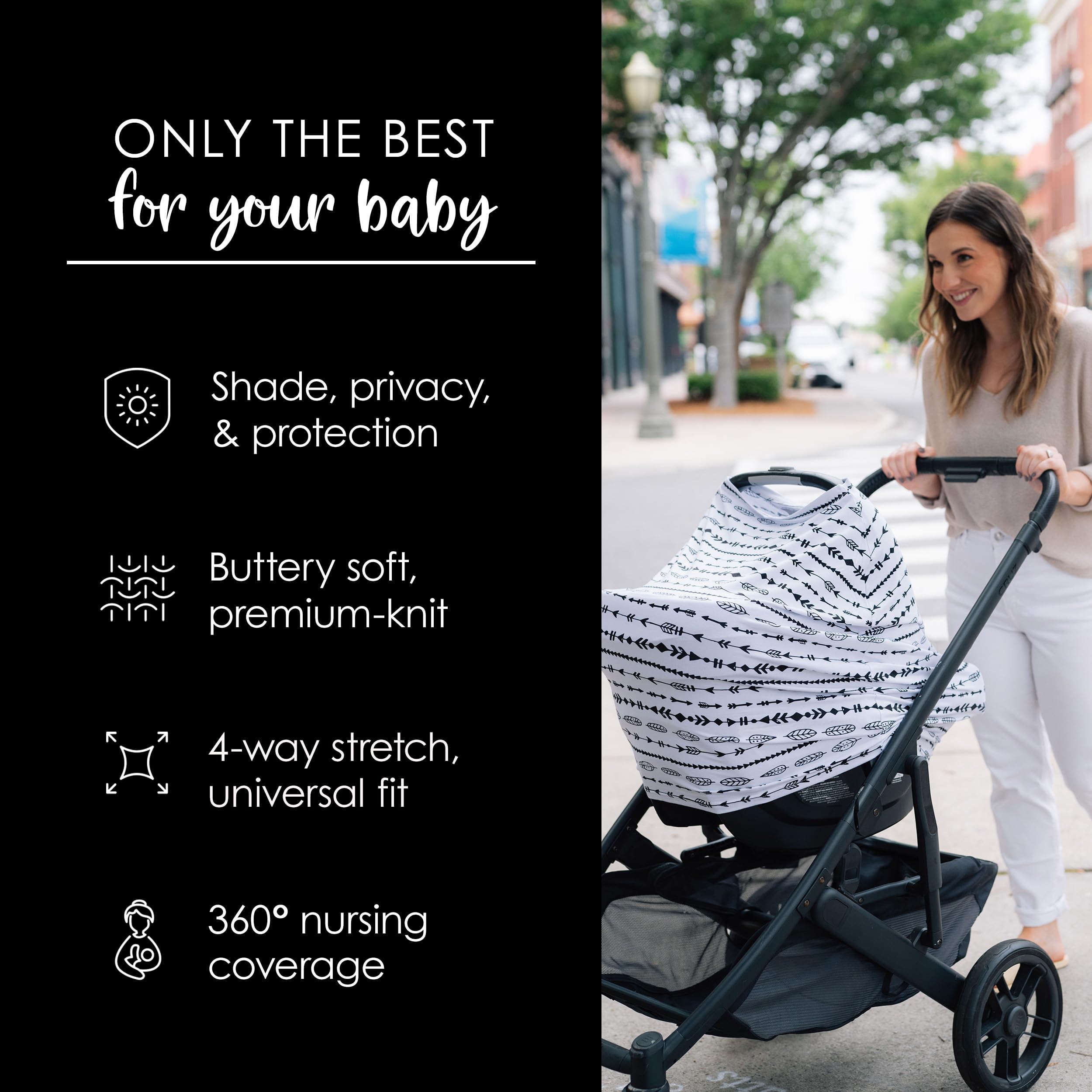 Milk Snob Original 5-in-1 Nursing Cover - Breastfeeding Cover, Baby Car Seat Canopy & Stroller Cover - All-in-One Baby Essential for Moms - Perfect Baby Shower Gift (Arrows) - Ideal for Nursing, Travel, and Outdoor Activities