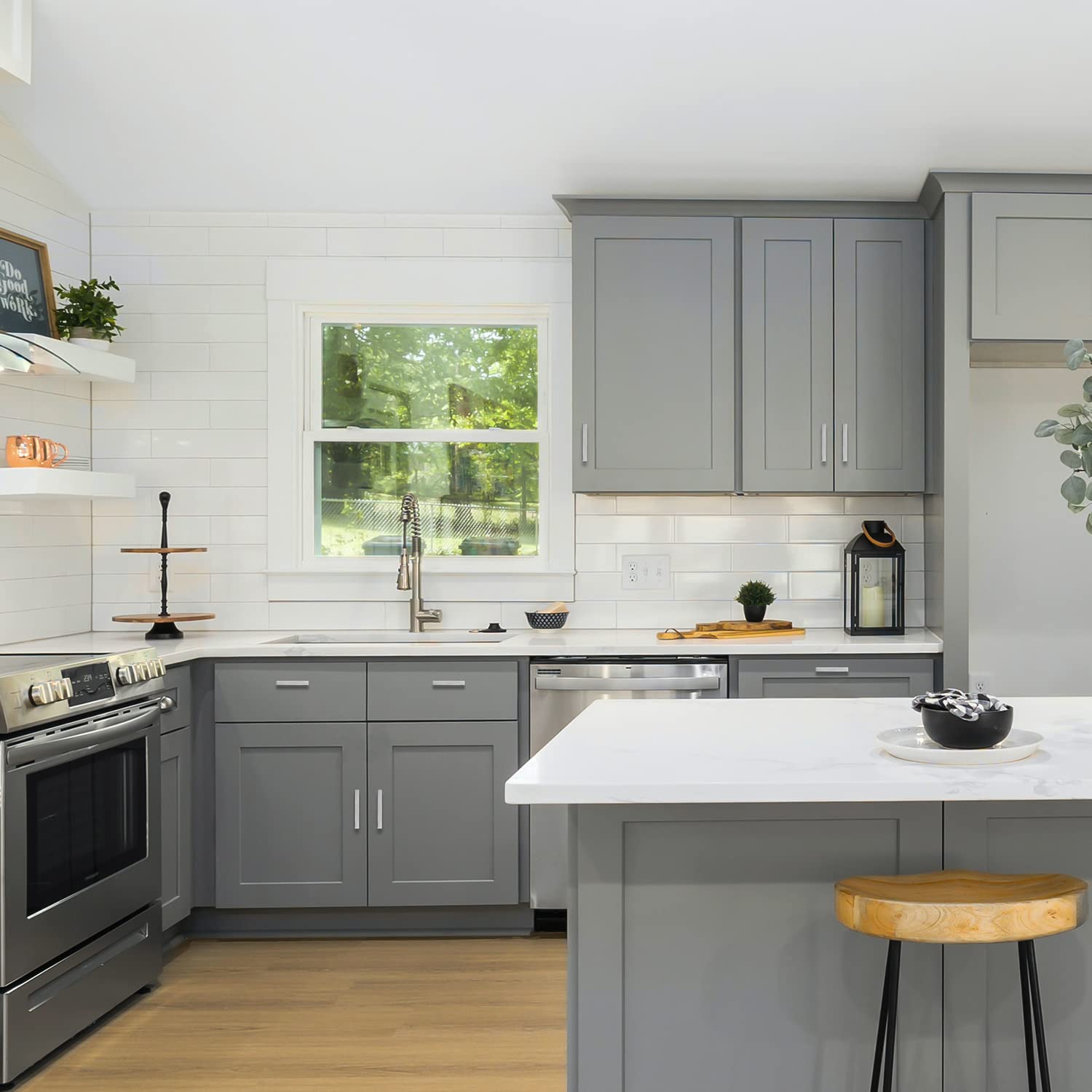 10 Pack Brushed Nickel Cabinet Pulls - 3 Inch Square Kitchen Cabinet Handles - Durable Hardware for Cabinets, Drawers & Furniture - Perfect for Kitchen Renovation & Home Improvement Projects