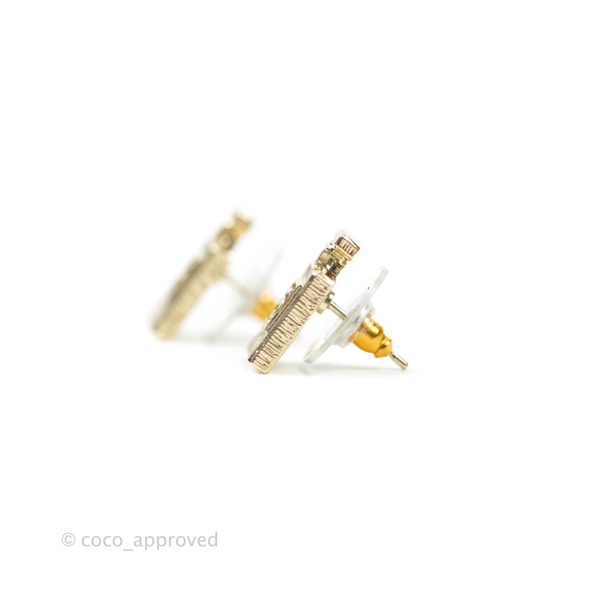 Chanel CC No5 Perfume Earrings in Gold Tone - Elegant Fashion Jewelry for Women, Perfect for Parties, Weddings & Special Occasions