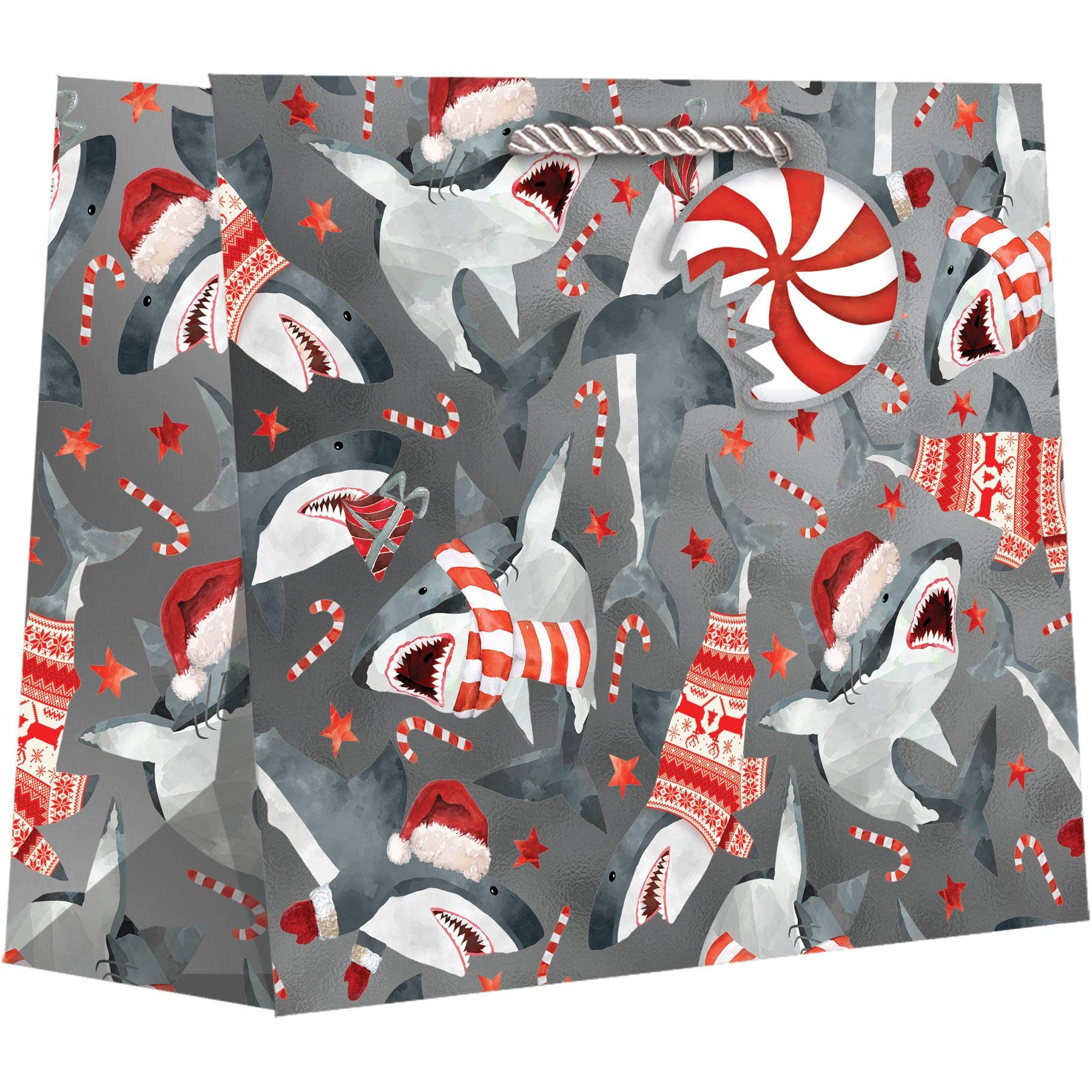 Jillson & Roberts Large Shark Bags - 30 Pack | Durable & Reusable Grocery Bags for Shopping, Beach, and Party Use