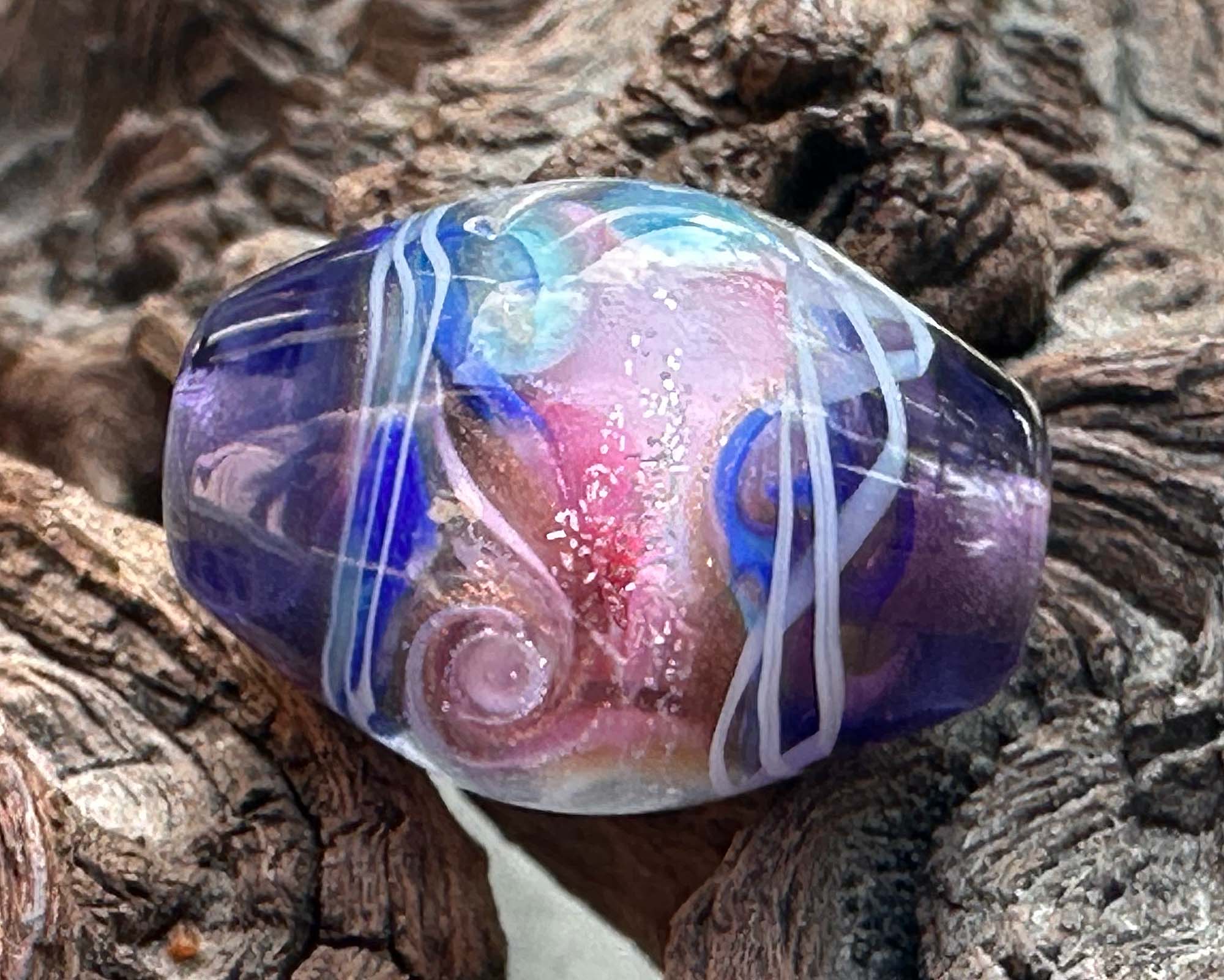 Handmade Sunset Swirls Lampwork Glass Focal Bead for Jewelry Making - Perfect for Necklaces, Bracelets, and DIY Craft Projects