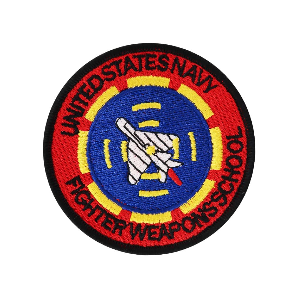 United States Navy Fighter Weapons School Embroidered Iron On Patch Emblem - Military Collectible, Jacket & Backpack Decoration for Aviation Enthusiasts