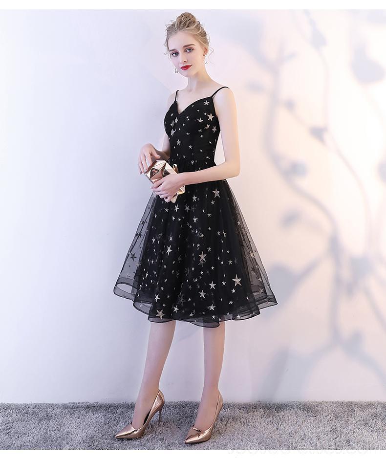 Elegant Black Spaghetti Strap Homecoming Dress | Affordable Short Prom Dress CM796 | Perfect for School Dances, Parties & Special Occasions