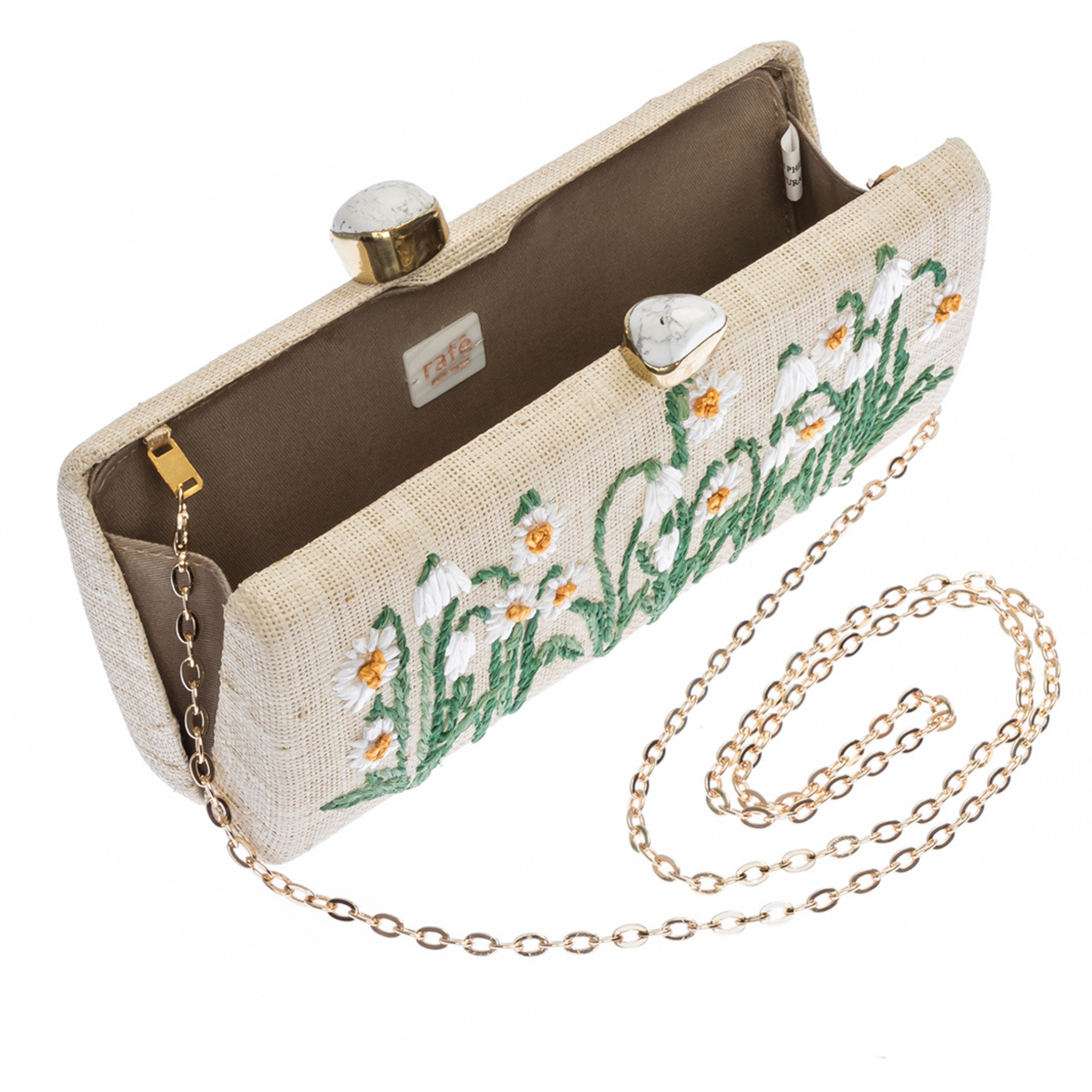 Alessandra Long Clutch Handbag - Natural White Leather Evening Bag for Women | Perfect for Parties, Weddings & Formal Events