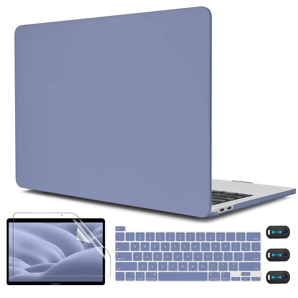 CISSOOK Hard Shell Case & Keyboard Cover Compatible with MacBook Pro 13 Inch (2020-2022 M1/M2, A2238/A2289/A2251 Models) - Lavender Gray Protective Cover for Touch Bar MacBook - Perfect for Work, Travel & School