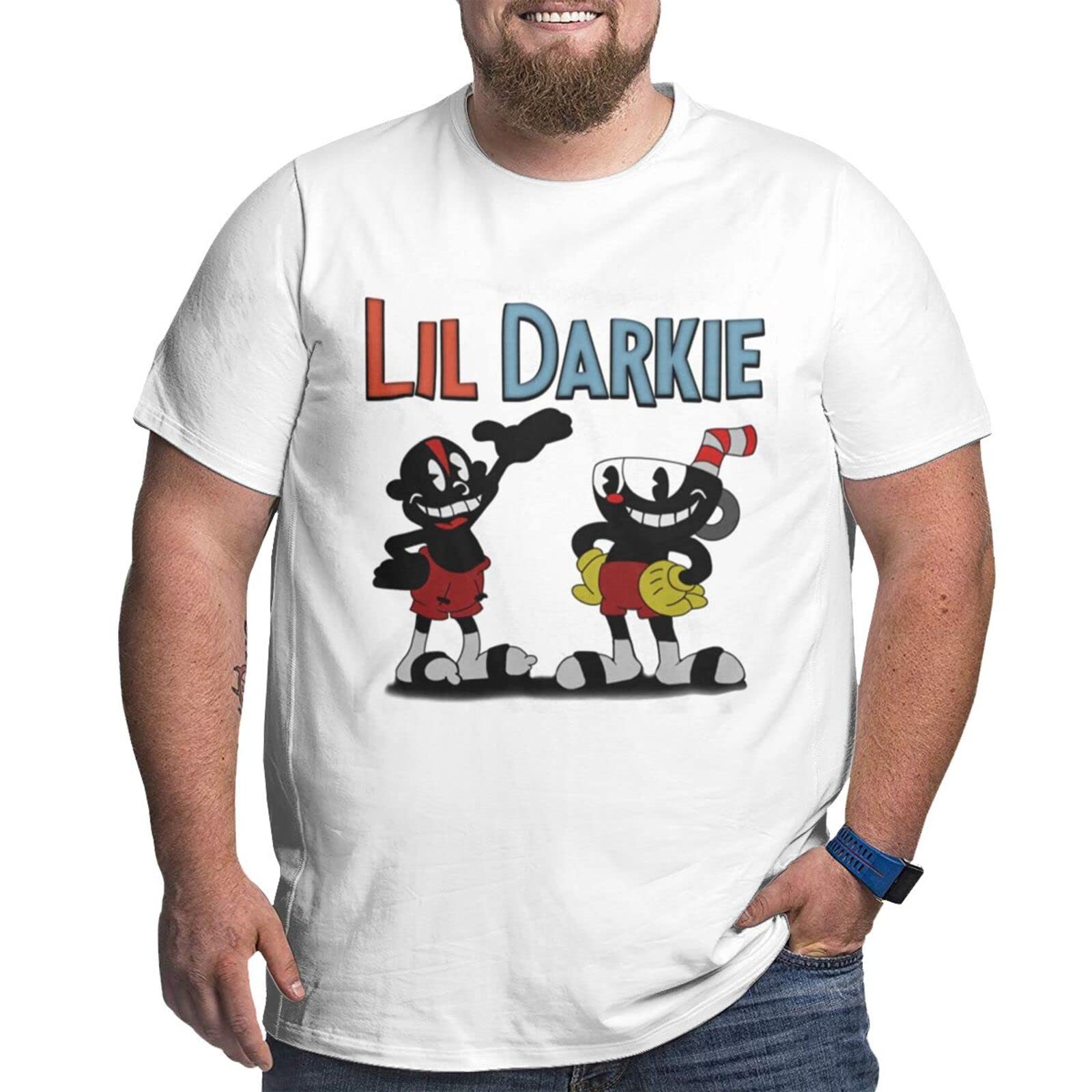 Lil Darkie Oversized Cotton T-Shirt for Men - Big & Tall Short Sleeve Tee - White Casual Streetwear Shirt for Concerts, Skateboarding & Urban Fashion