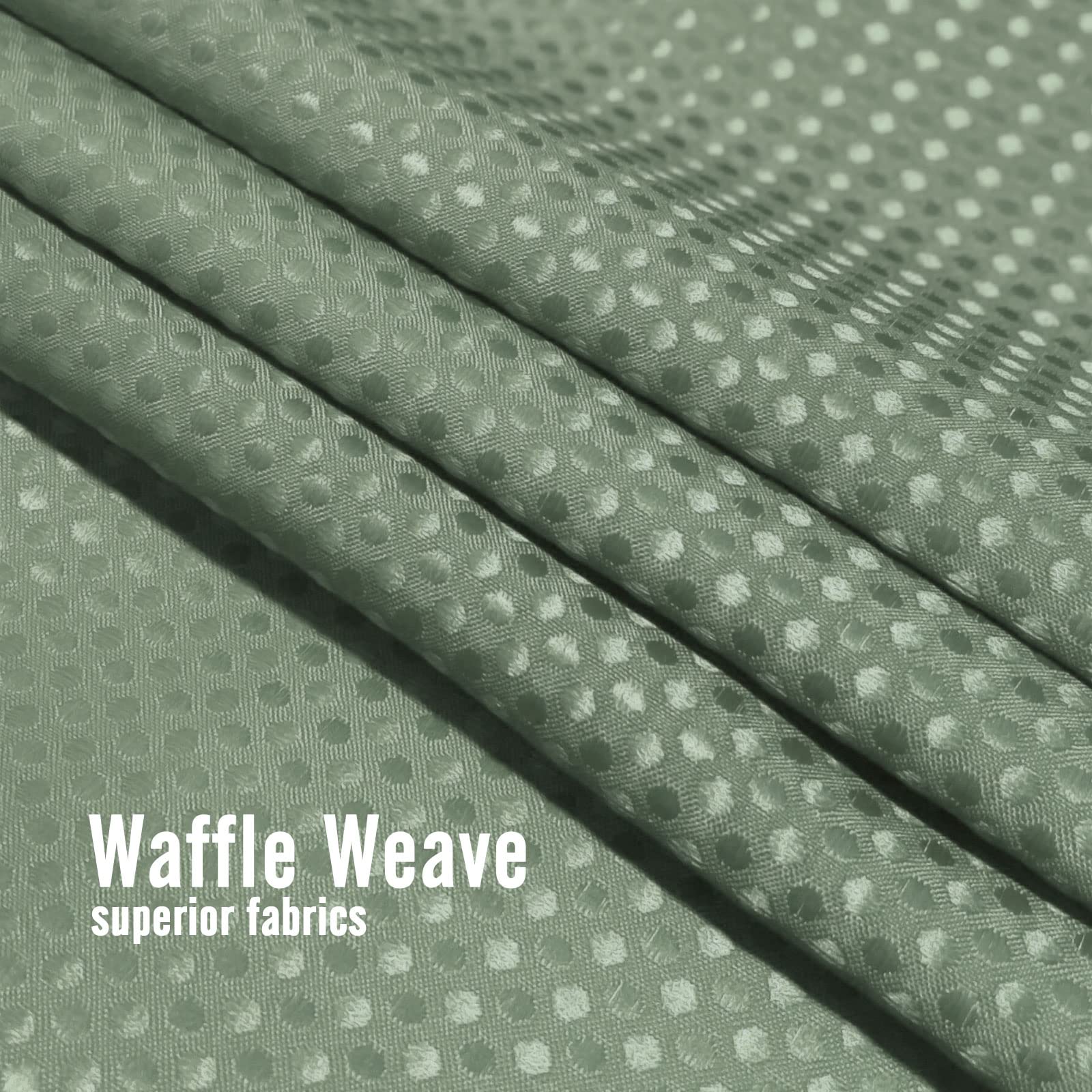 BBiggood Sage Green Ombre Waffle Weave Shower Curtain - 72x78 Inch Long Bathroom Shower Curtain with Hooks | Water-Resistant Fabric for Modern Bathrooms & Spa-Like Showers