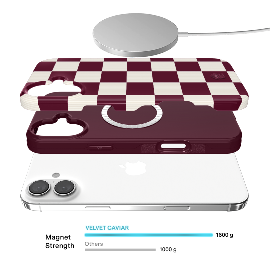Burgundy Vibe Check iPhone Case - Shockproof Protective Cover for iPhone 13/14/15 Pro Max - Stylish Slim Design with Grip - Perfect for Daily Use, Travel & Outdoor Activities
