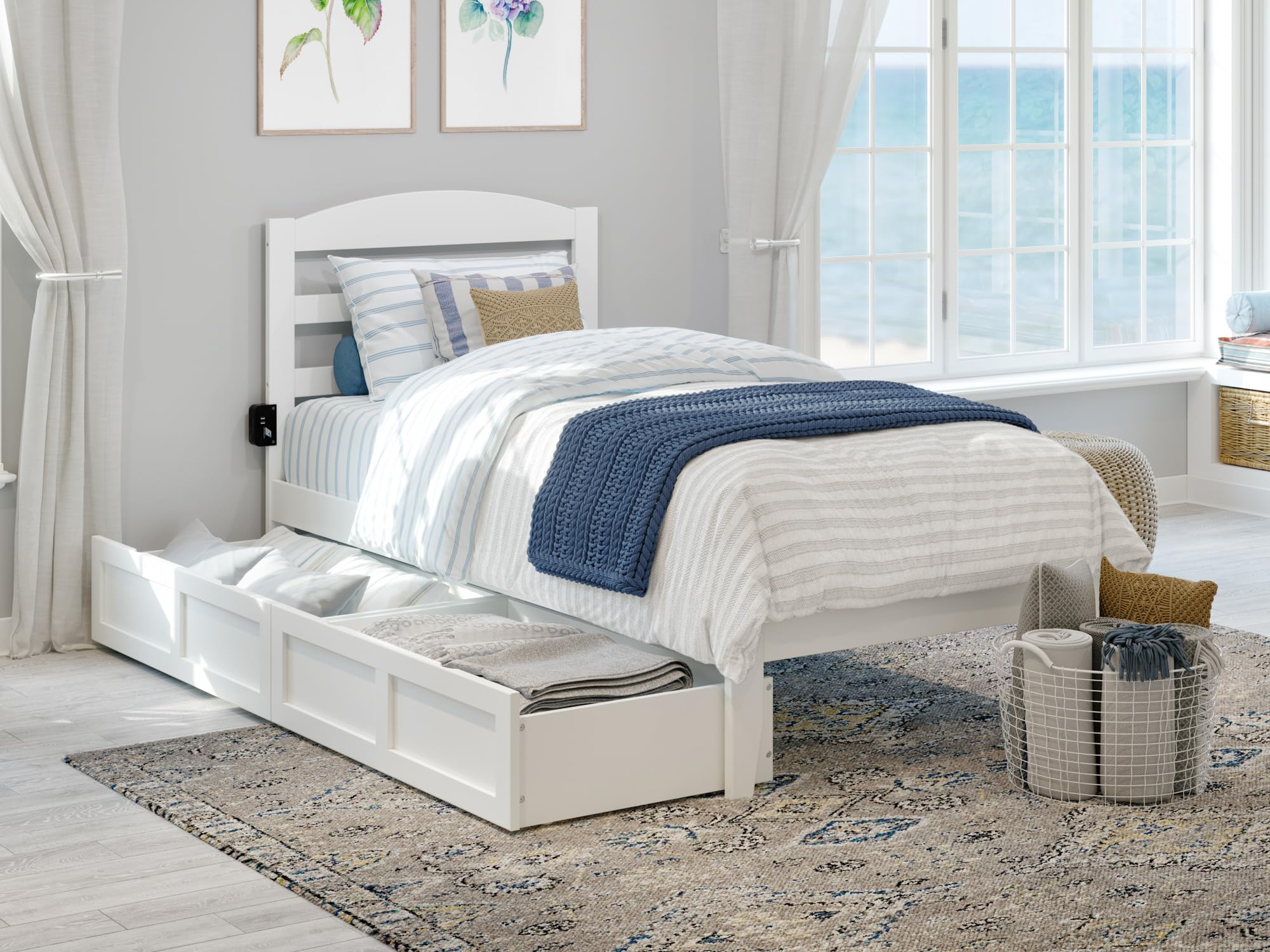 Warren Twin Platform Bed with Storage & USB Charger for Bedroom