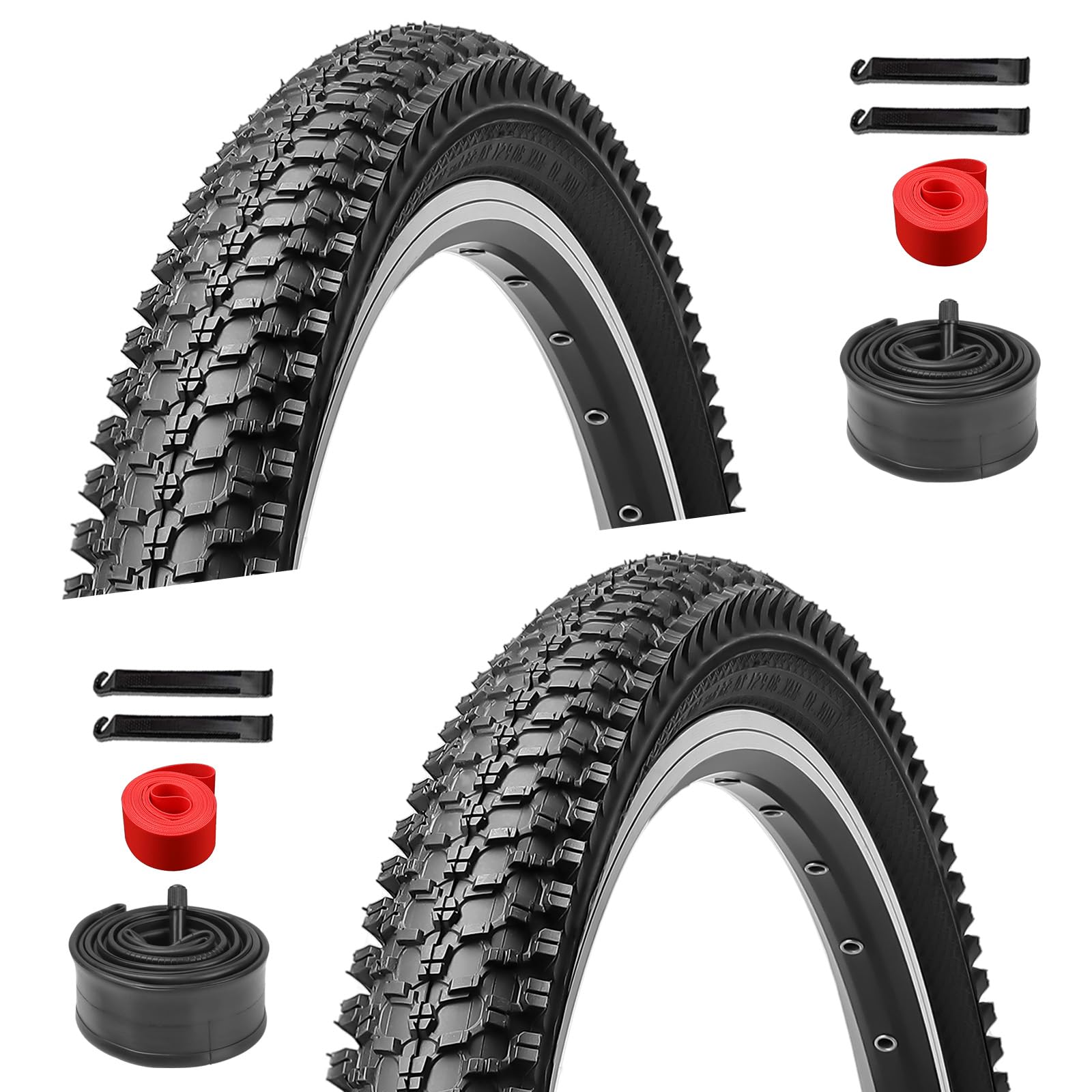 2-Pack 26 Inch Mountain Bike Tires - 26x1.95 Folding Replacement Tires with Puncture-Resistant Schrader Valve Tubes for MTB, Hybrid & Commuter Bikes | Perfect for Trail Riding, Urban Commuting & Off-Road Adventures