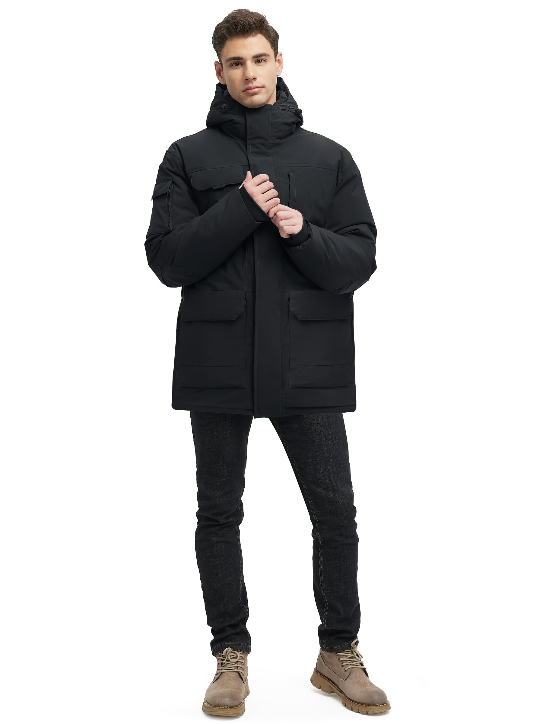 **Men's Waterproof Winter Coats with Hood - Warm Padded Jacket & Windbreaker for Outdoor Activities, Hiking, and Snow Sports**
