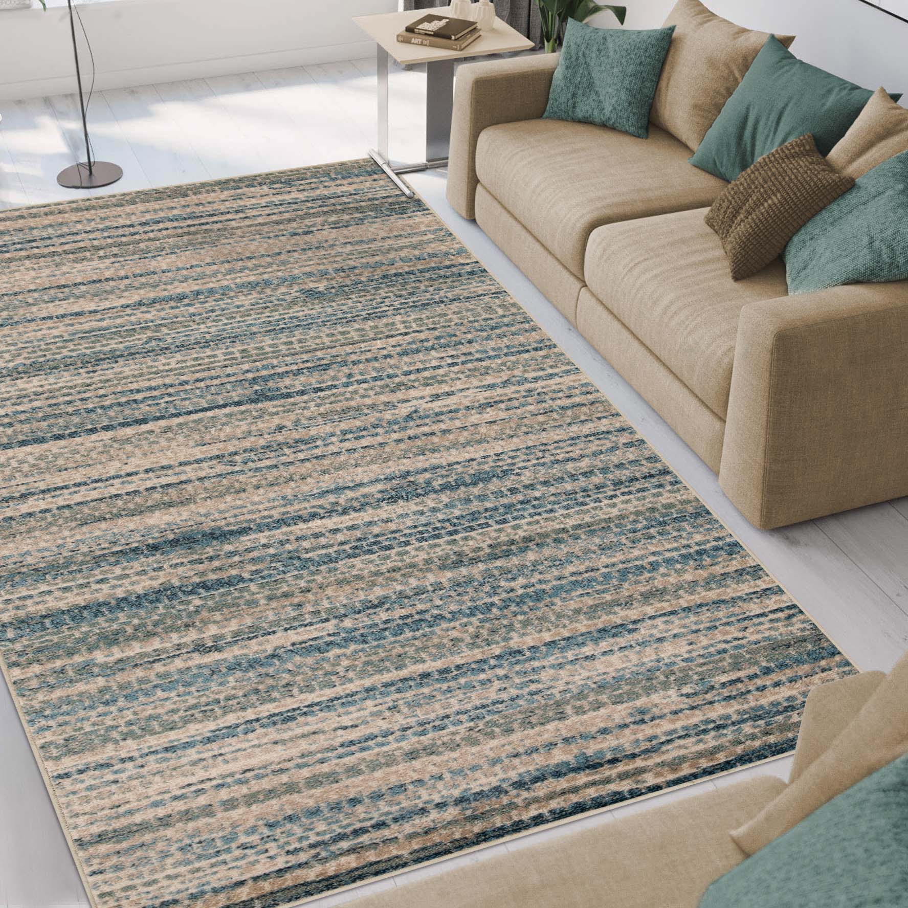 Montauk Striped Pastel Indoor Area Rug - Soft Bohemian Style Living Room Carpet for Bedroom, Nursery & Dorm Decor