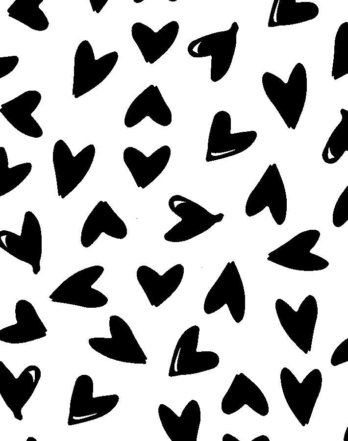 Hearts Wallpaper by Sugar Paper - Black on White Design for Home Decor, Nursery & Bedroom