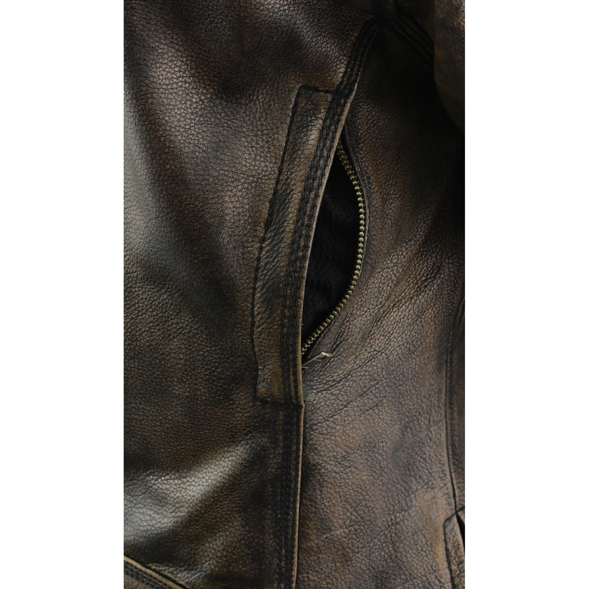 Milwaukee Leather MLL2550 Women's Brown Distressed Scooter Jacket with Ventilation - Perfect for Motorcycle Riding, Casual Outfits & Outdoor Adventures