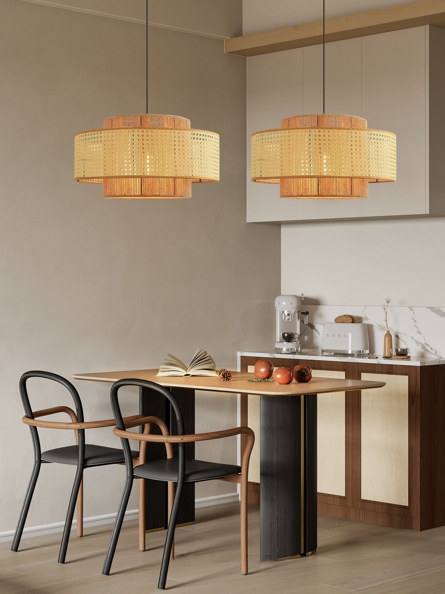 Modern Concentric Pendant Light Fixture - Sleek Minimalist Design for Kitchen Island, Dining Room & Bedroom Lighting - Dimmable LED Hanging Lamp for Home Decor