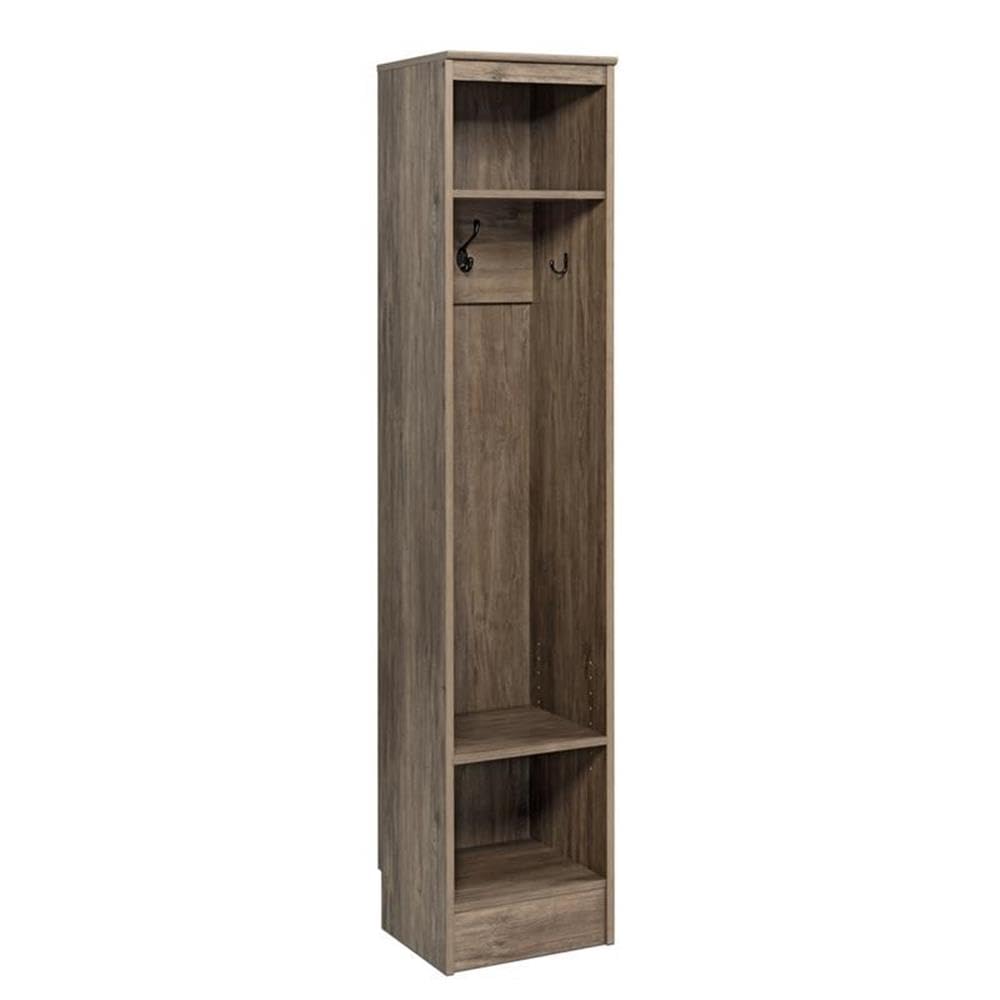 Pemberly Row Transitional Narrow Entryway Organizer in Drifted Gray - Stylish Hallway Storage Bench with Shoe Rack & Coat Hooks for Small Spaces - Perfect for Apartments, Mudrooms & Entryway Organization