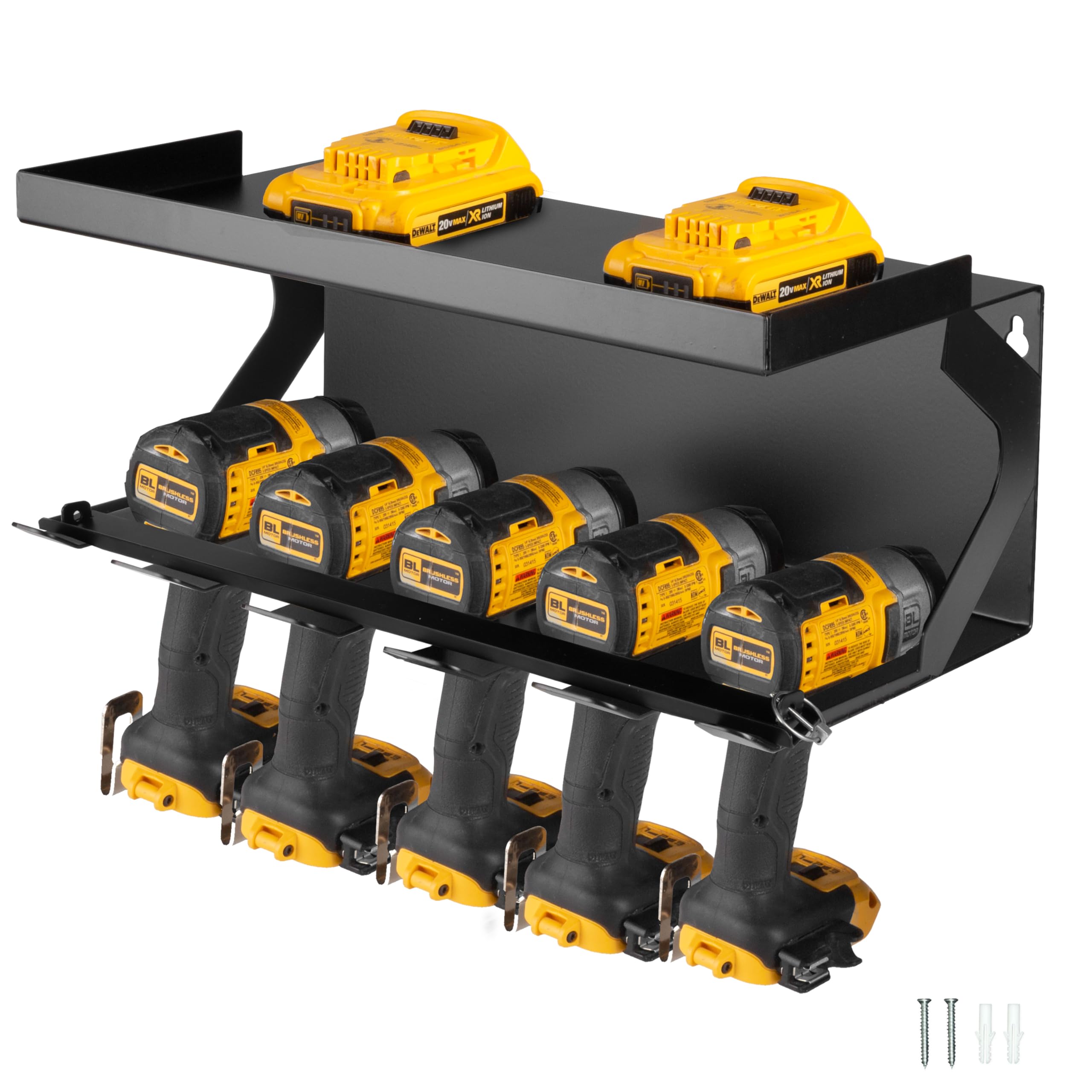 Heavy Duty Metal Power Tool Organizer Wall Mount - 5 Drill Holder Cordless Tool Dock with Locking Rack | Garage & Workshop Storage Solution | Perfect for Utility Trailers, Van Cabinets & Truck Tool Organization