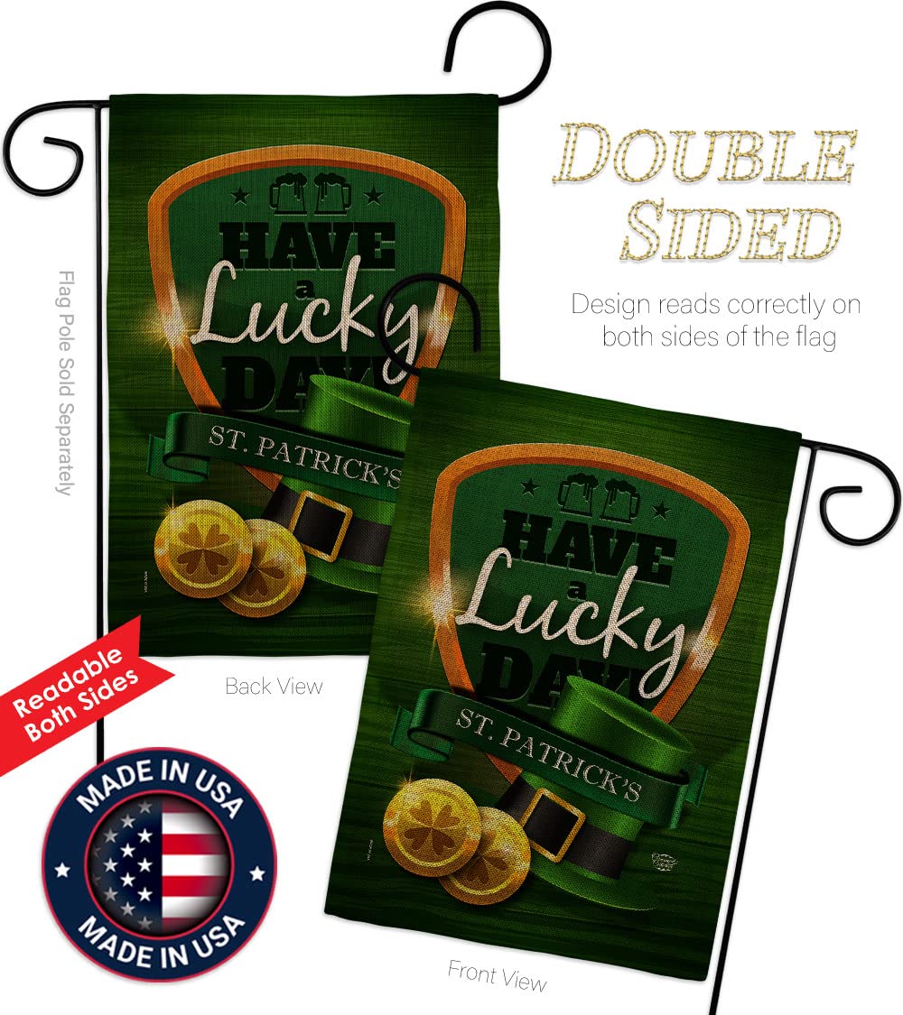 Lucky St Patrick's Day Garden Flag Set - Double-Sided Shamrock Decor for Yard