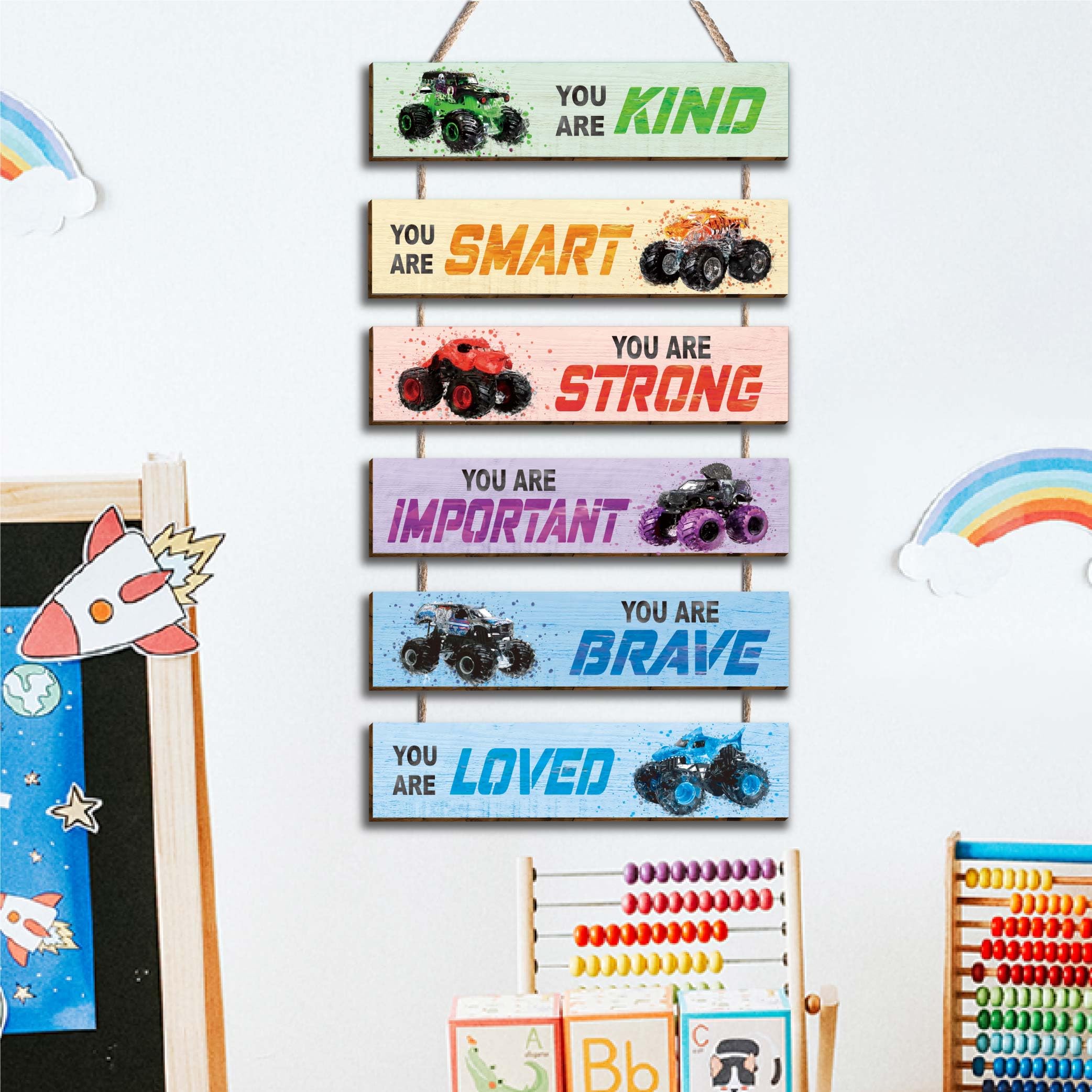 6 Pcs Racing Car Wall Decor Plaques with Inspirational Quotes - Motivational Kids Room Decor for Boys, Girls, Teens & Toddlers - Perfect for Bedroom, Nursery, Playroom and Birthday Party Decorations