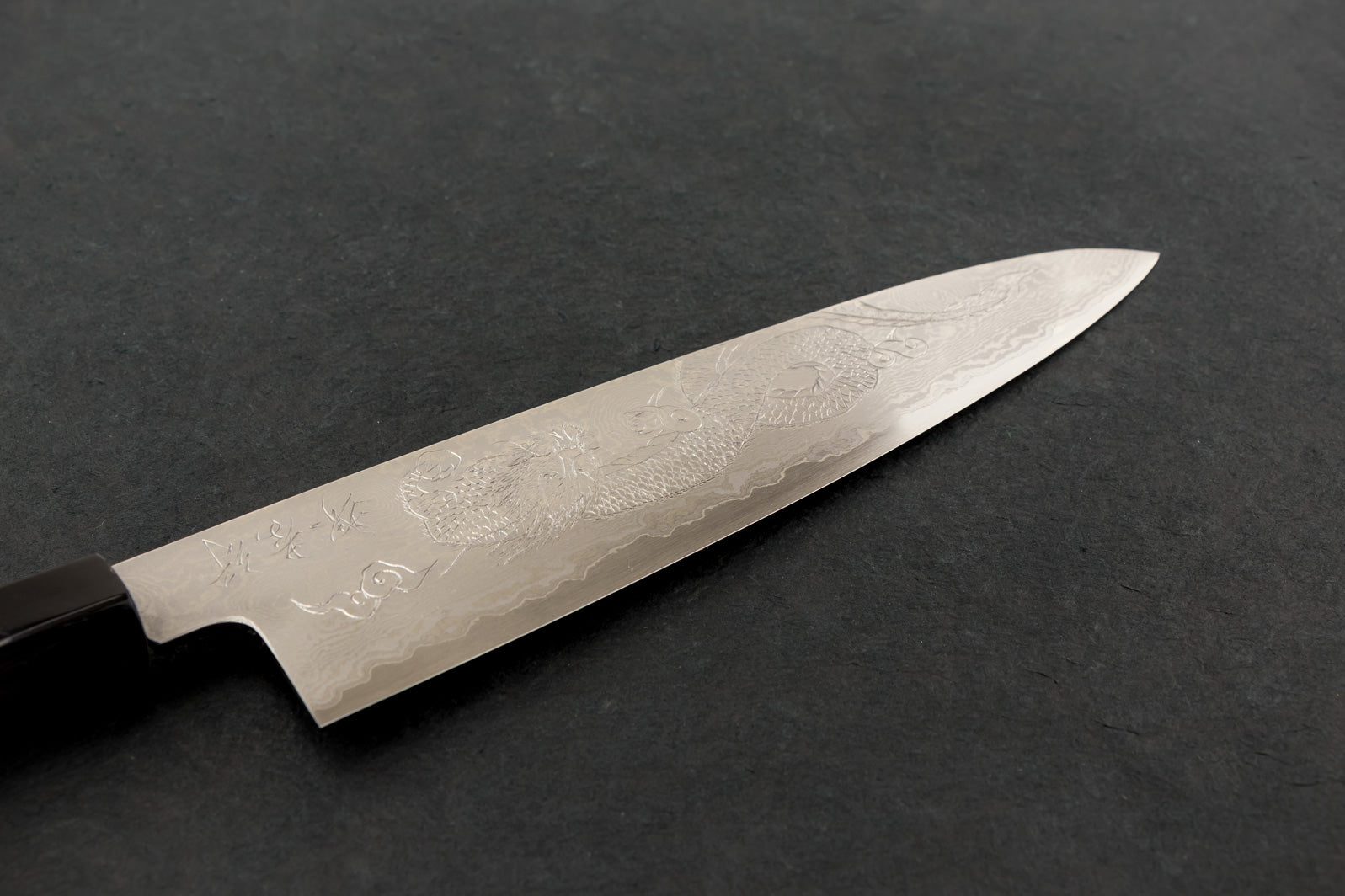 Premium Sakai Takayuki Michiko 210mm Ginsan Damascus Gyuto Knife - Handcrafted Japanese Chef Knife with Dragon Engraving - Perfect for Sushi, Meat Cutting & Professional Kitchen Use