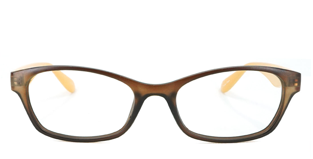 Kids Plastic Eyeglasses S2702 - Brown Frame, UV Protection, Lightweight & Durable for Boys & Girls - Perfect for School, Reading, and Outdoor Activities
