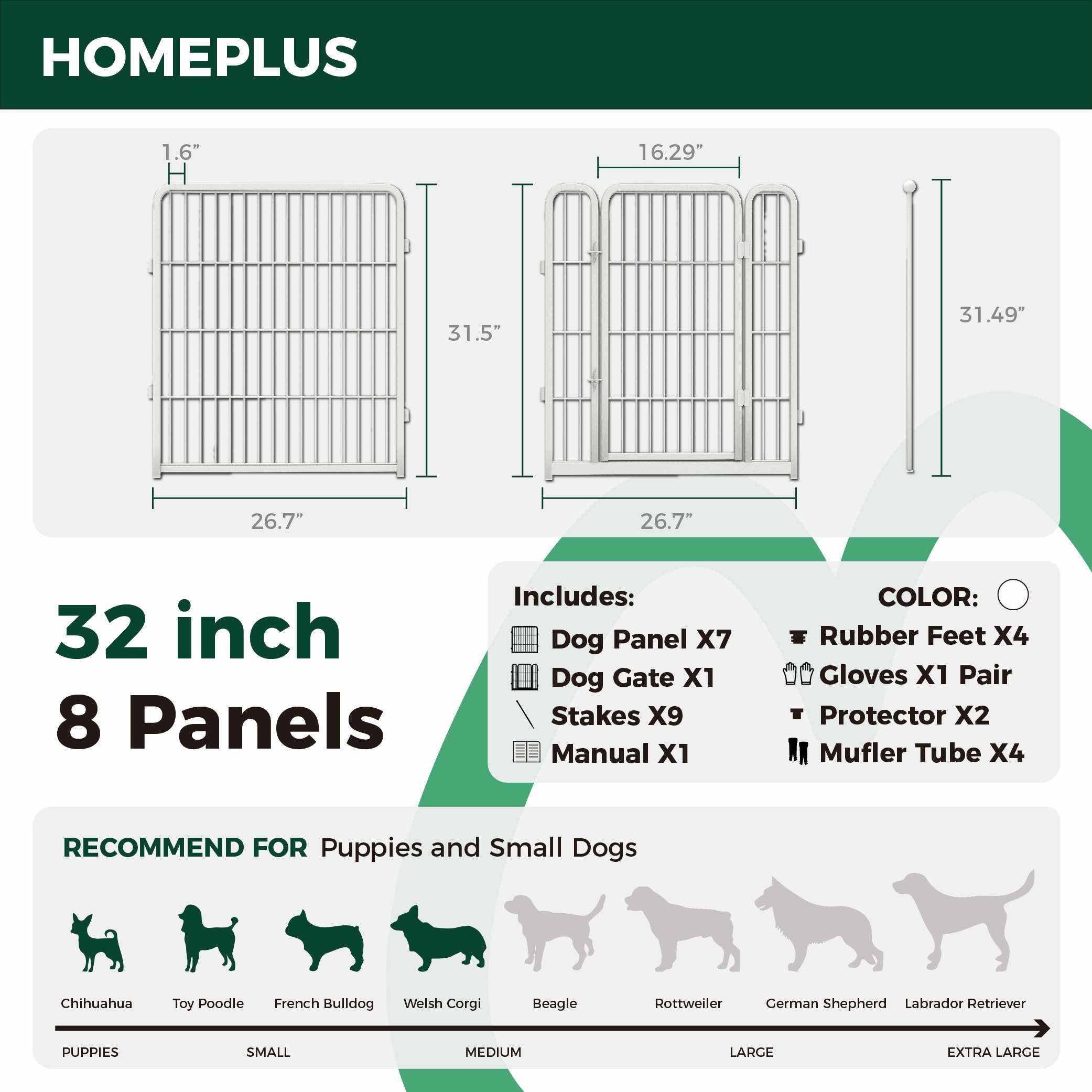 Homeplus Indoor Dog Playpen - Portable Pet Fence for Small & Medium Dogs - Perfect for Puppy Training, Home Safety & Apartment Living