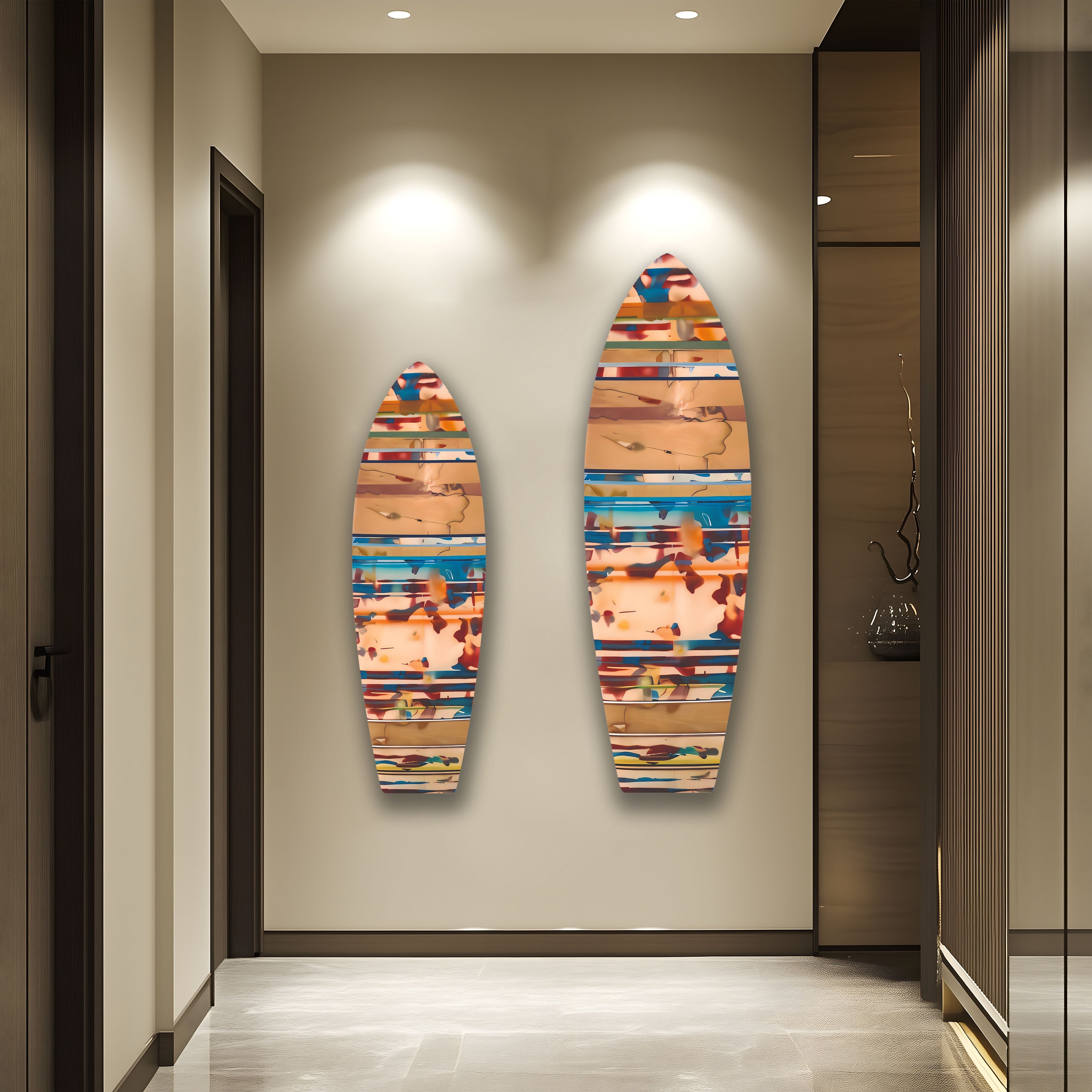 Stylish Beige Surfboard Wall Art Decor - Coastal & Beach Themed Home Decor for Living Room, Bedroom, or Office