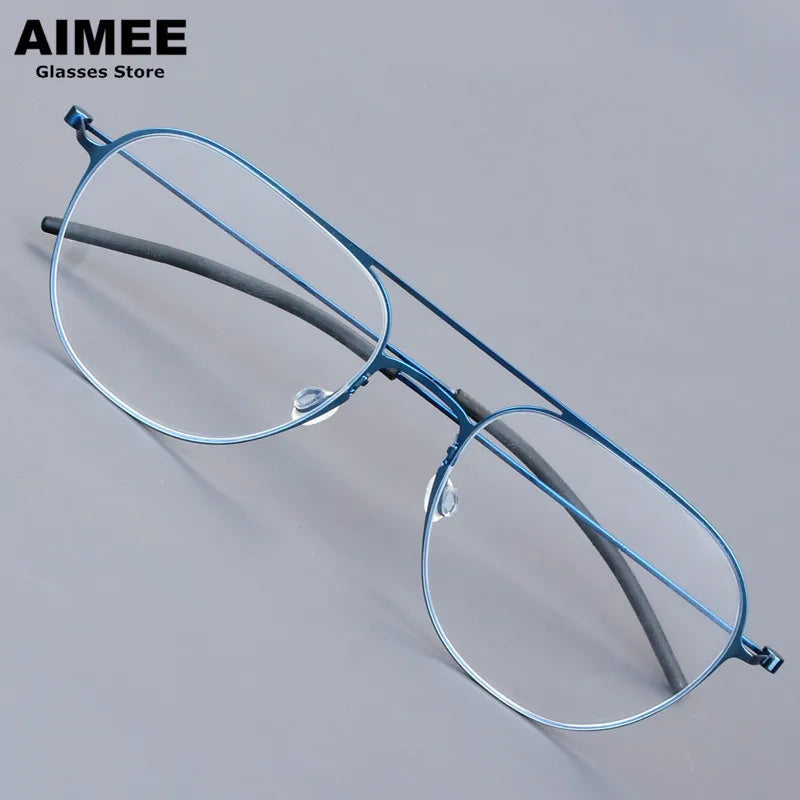 Stylish Unisex Full Rim Oval Double Bridge Titanium Eyeglasses Frame 25527 - Lightweight & Durable for Work, Reading & Everyday Wear