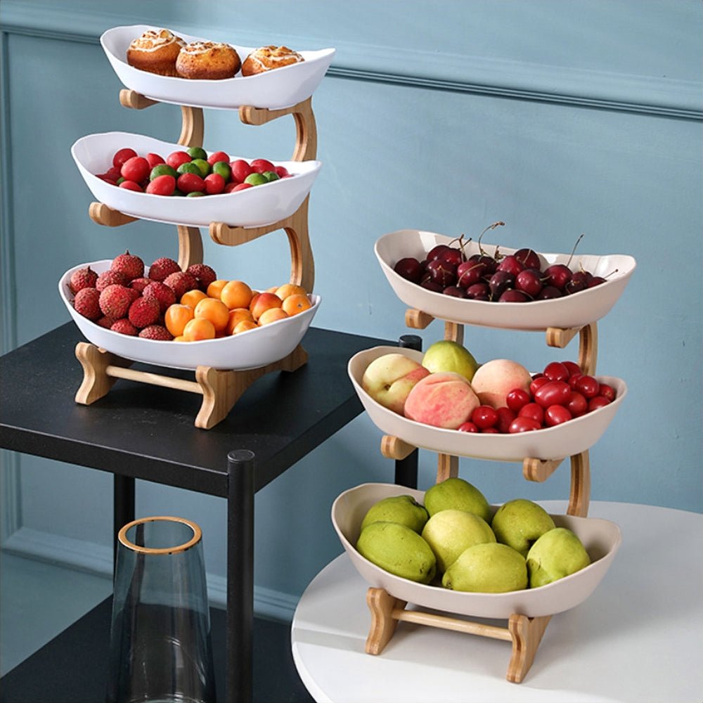 Calista 3 Tier Stainless Steel Fruit Basket - Elegant Kitchen Countertop Organizer for Fruits, Vegetables & Snacks | Perfect for Dining Table, Pantry & Party Serving