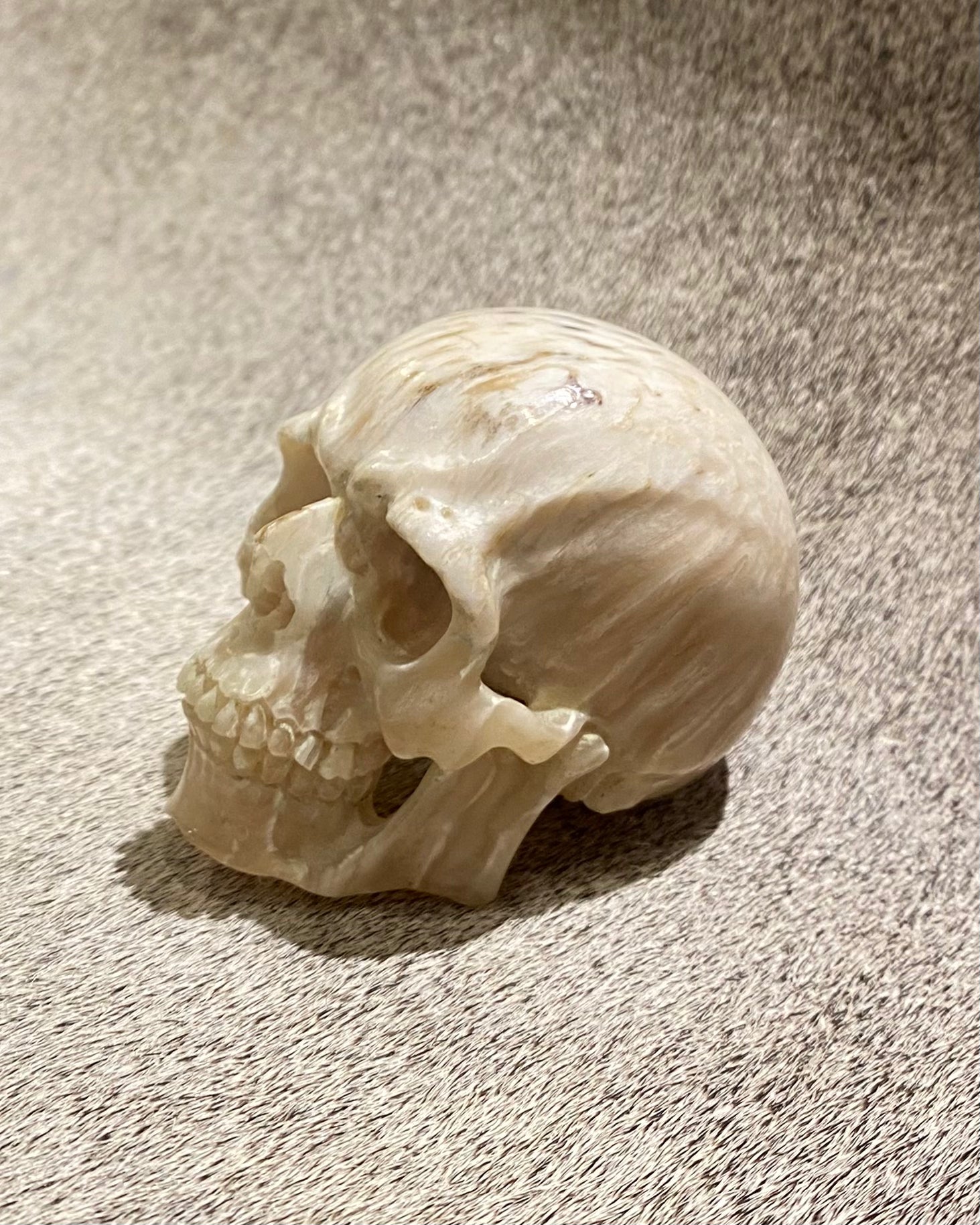 Vintage Carved Bowling Ball Skull Decor - Unique Gothic Home Decor for Halloween, Man Cave, or Horror-Themed Parties