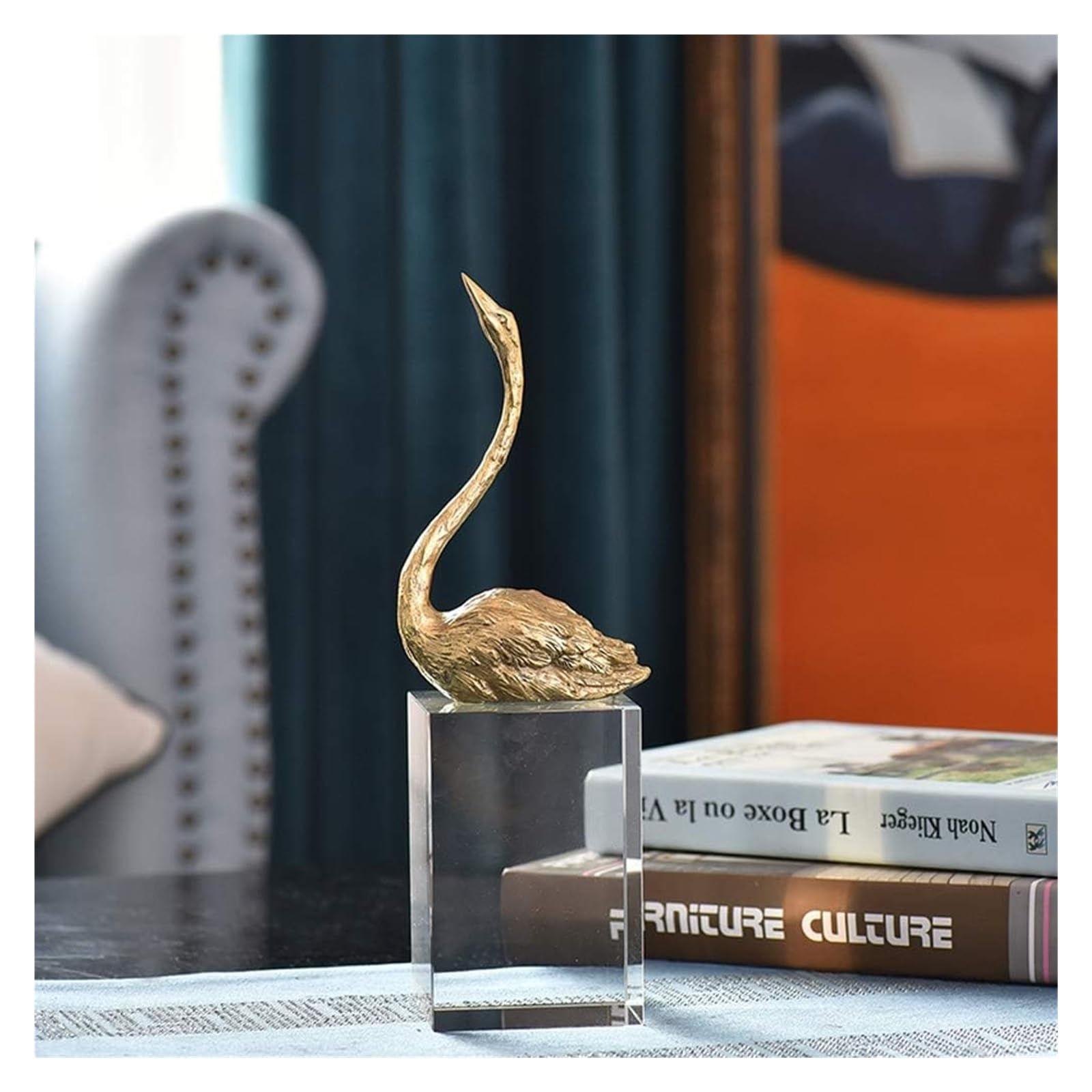 Elegant Neo-Classical Copper Swan Bookends - Decorative Book File Accessories for Study, Office & Home Decor - Perfect Gift for Book Lovers & Shelf Organizers