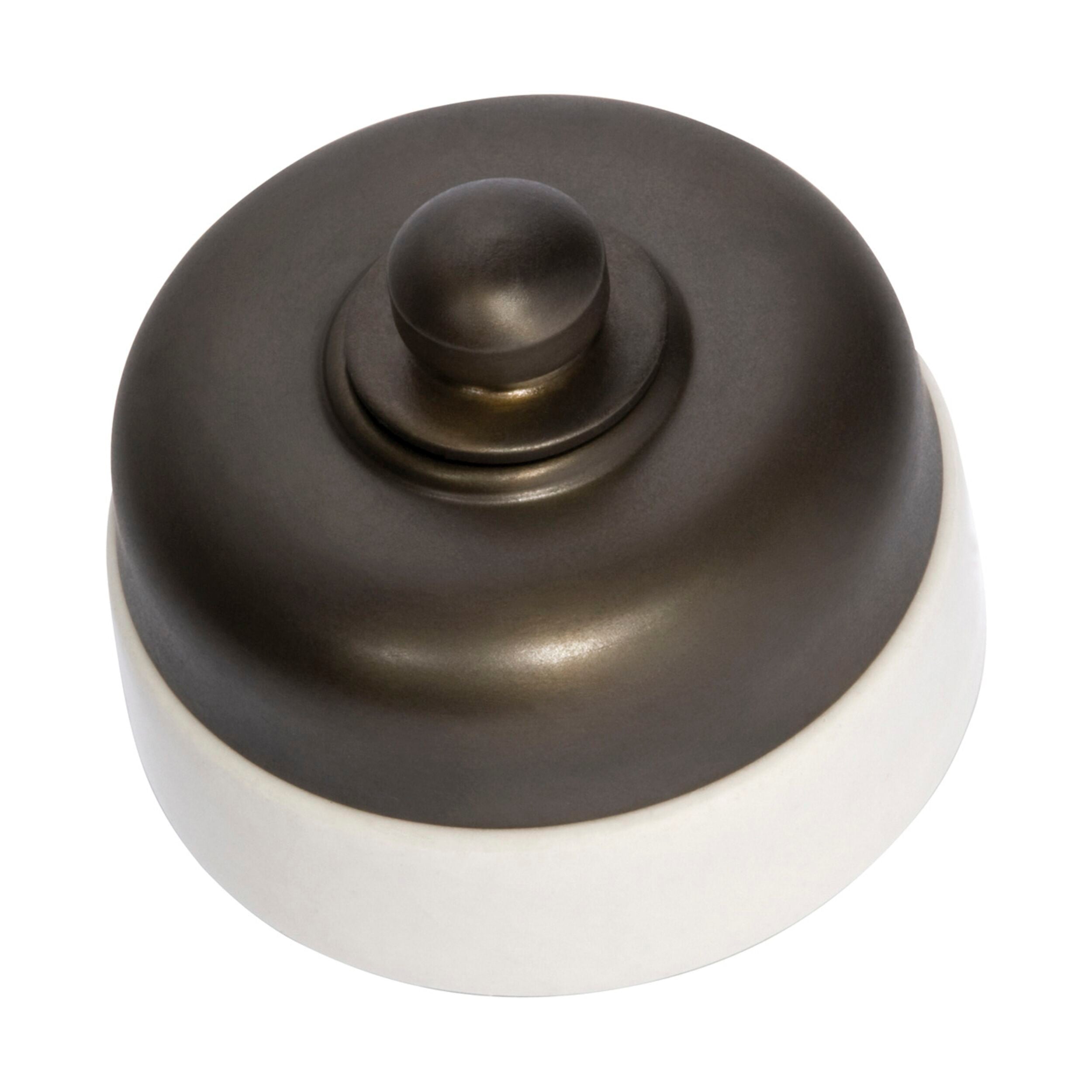 Vintage 5107 Fan Controller with Ivory Porcelain Base & Antique Brass Finish - D60xP48mm - Perfect for Home, Office, and Industrial Use