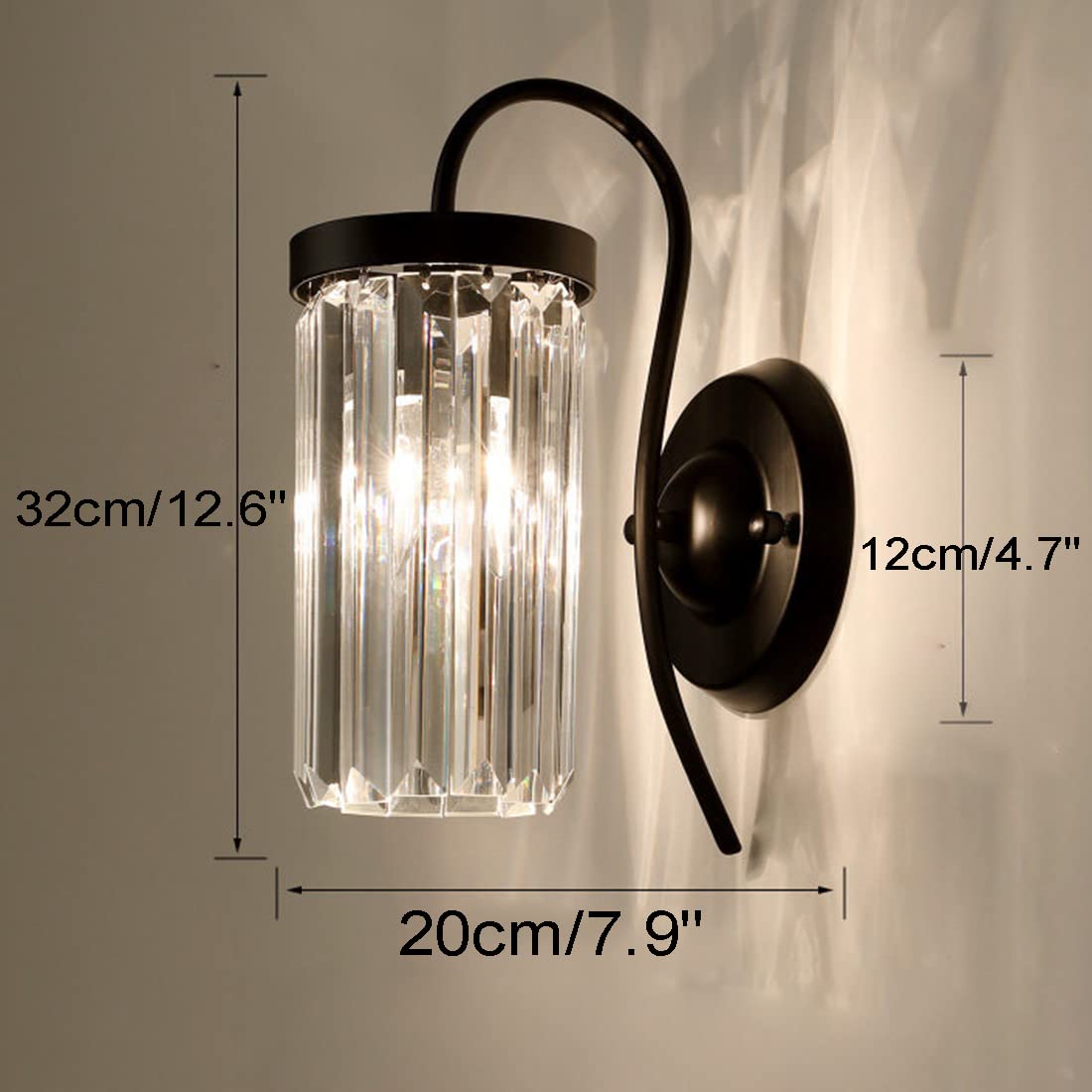 Elegant Black Crystal Wall Sconces Lighting - Modern Vanity Bathroom Light Fixture with Glass Shades for Bedroom, Living Room, Hallway & Kitchen - Perfect for Ambient & Accent Lighting in Home Decor