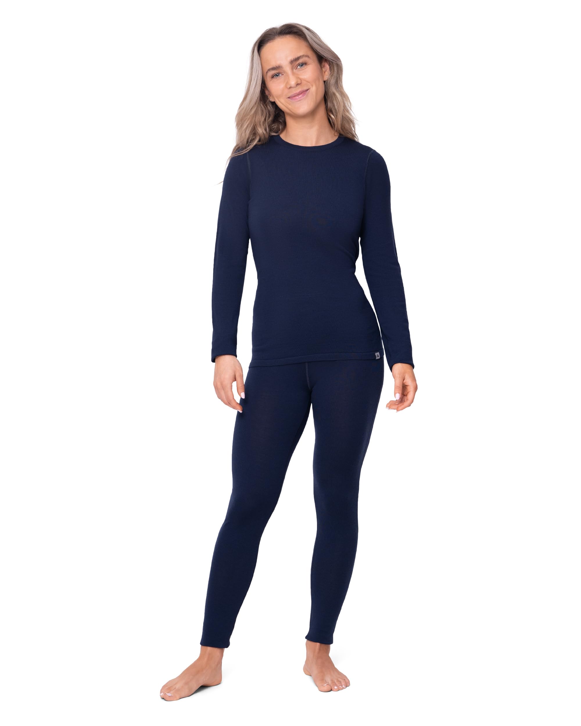 DANISH ENDURANCE Women's Merino Wool Base Layer Set - Thermal Underwear Top & Bottom for Cold Weather - Long Sleeve Shirt and Tights for Hiking, Skiing & Outdoor Activities