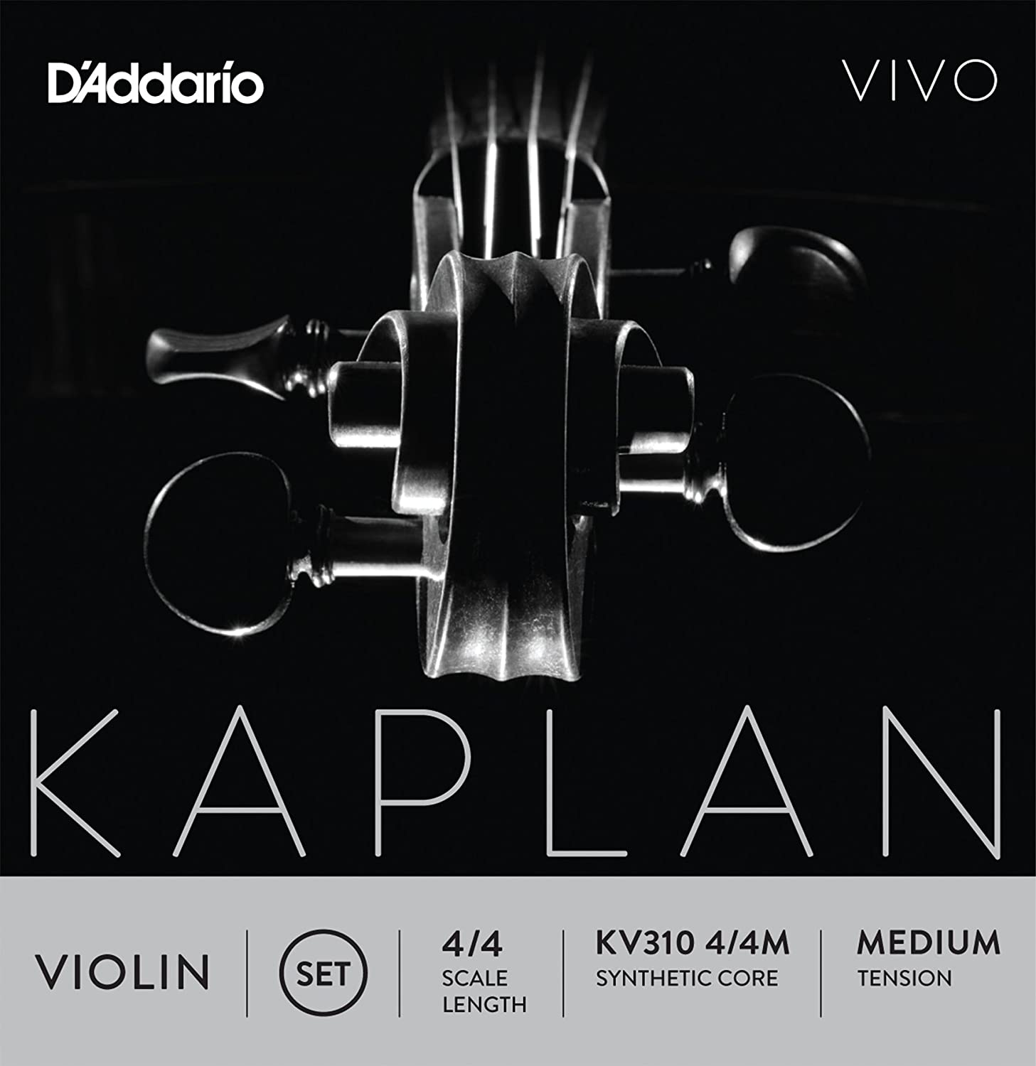 D'Addario Kaplan Vivo Violin Strings Set - 4/4 Size, Medium Tension for Professional Violinists | Perfect for Classical Performances & Practice Sessions