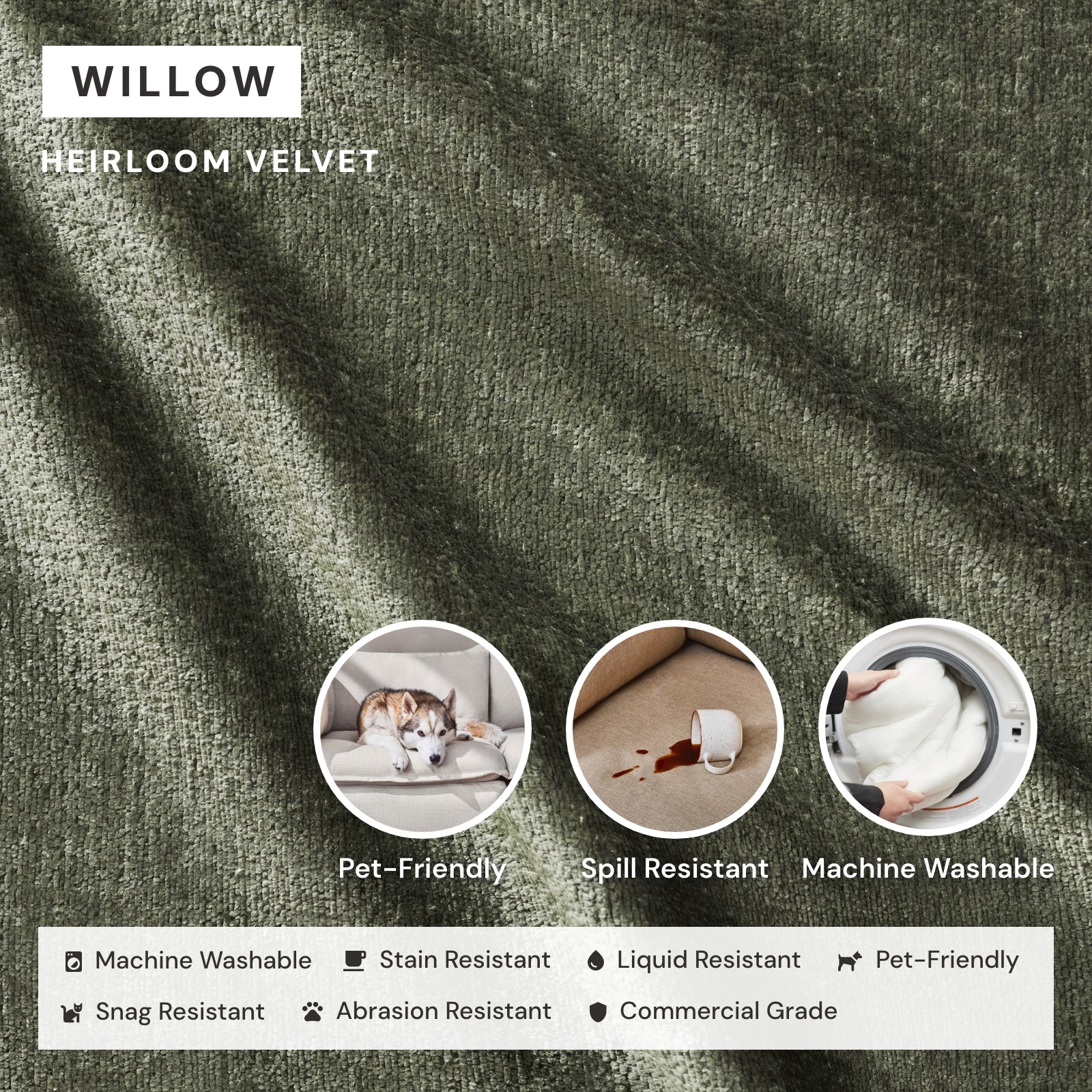Modular Performance 4-Seater Sofa in Willow Fabric - Comfortable Blend for Living Room, Lounge & Family Room Relaxation
