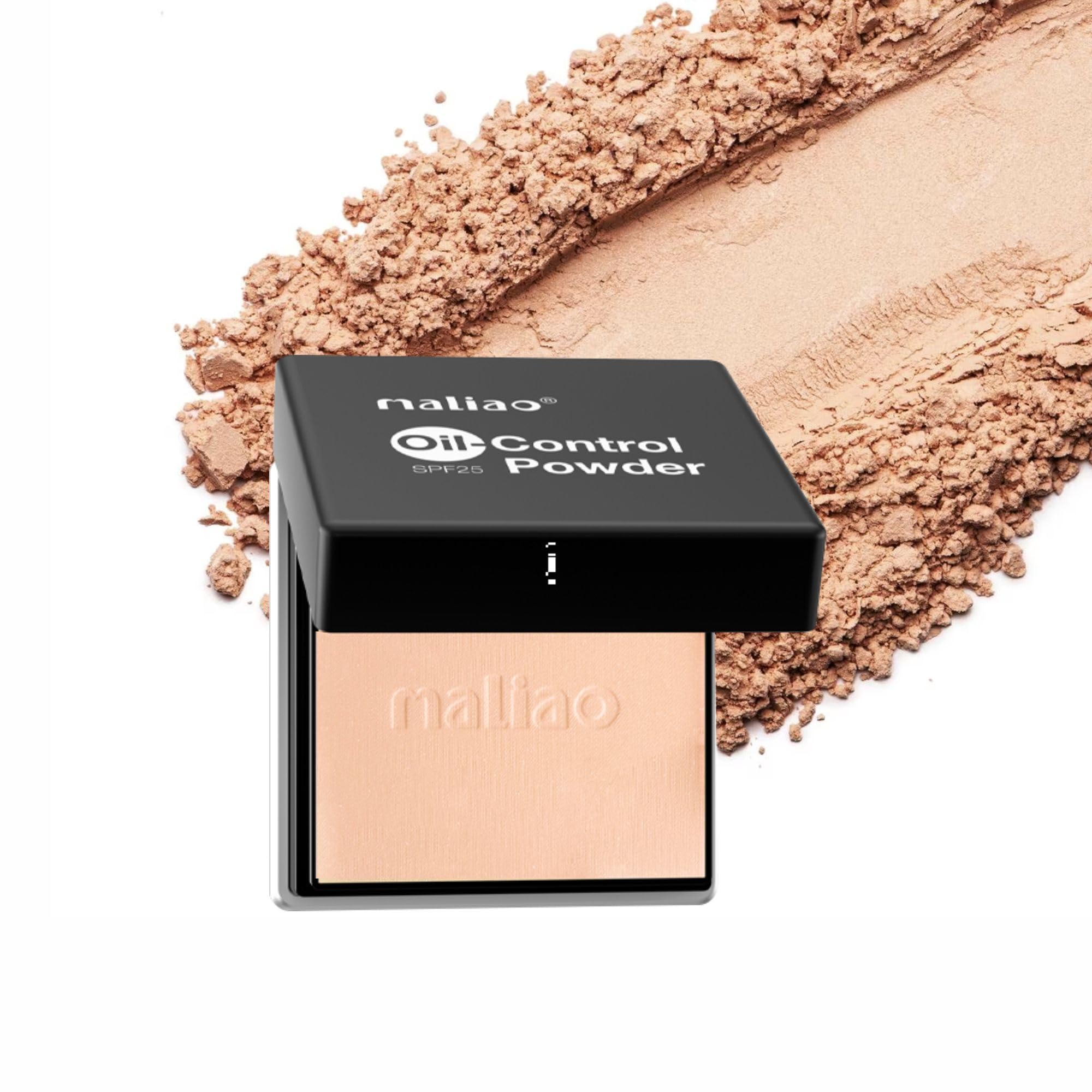 Maliao Oil Control Powder Compact with SPF 25 - Natural Nude | Matte Finish & Shine Control | Perfect for Oily Skin & Summer Makeup