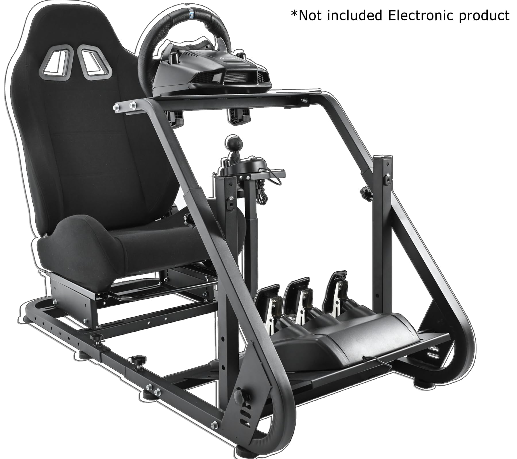Anman TV/VR Sim Racing Simulator Cockpit - Black Gaming Seat Compatible with Logitech G27/G923/G920 & Thrustmaster T-GT/T248x/T80 | Adjustable Steering Wheel Stand with Installable Monitor Mount | Perfect for Home Racing Setup & Esports Training (Electronics Not Included)