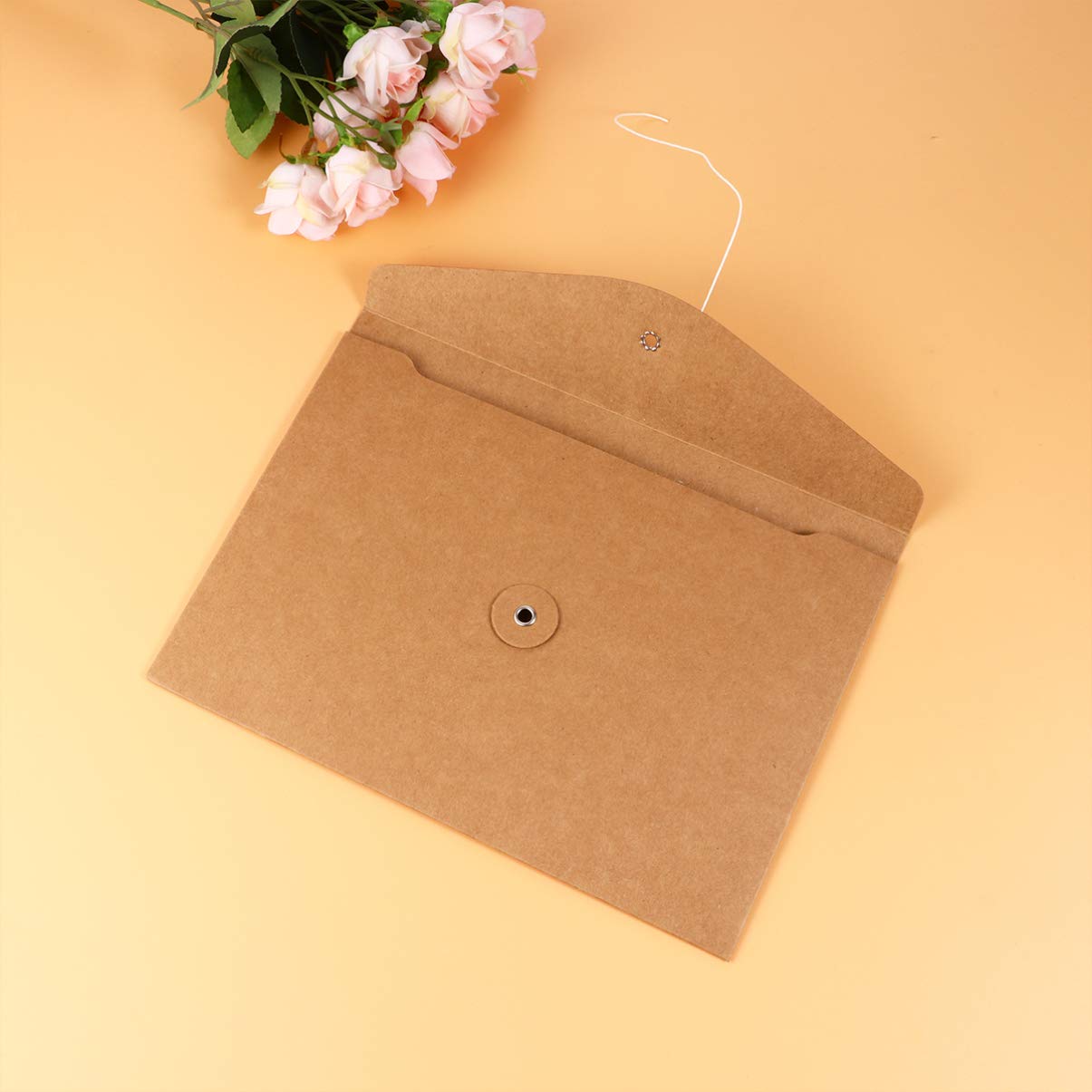 10pcs Kraft File Folders - A4 Document Organizer with Elastic Closure for Office, School, and Home Organization | Perfect for Bills, Receipts, and Important Papers